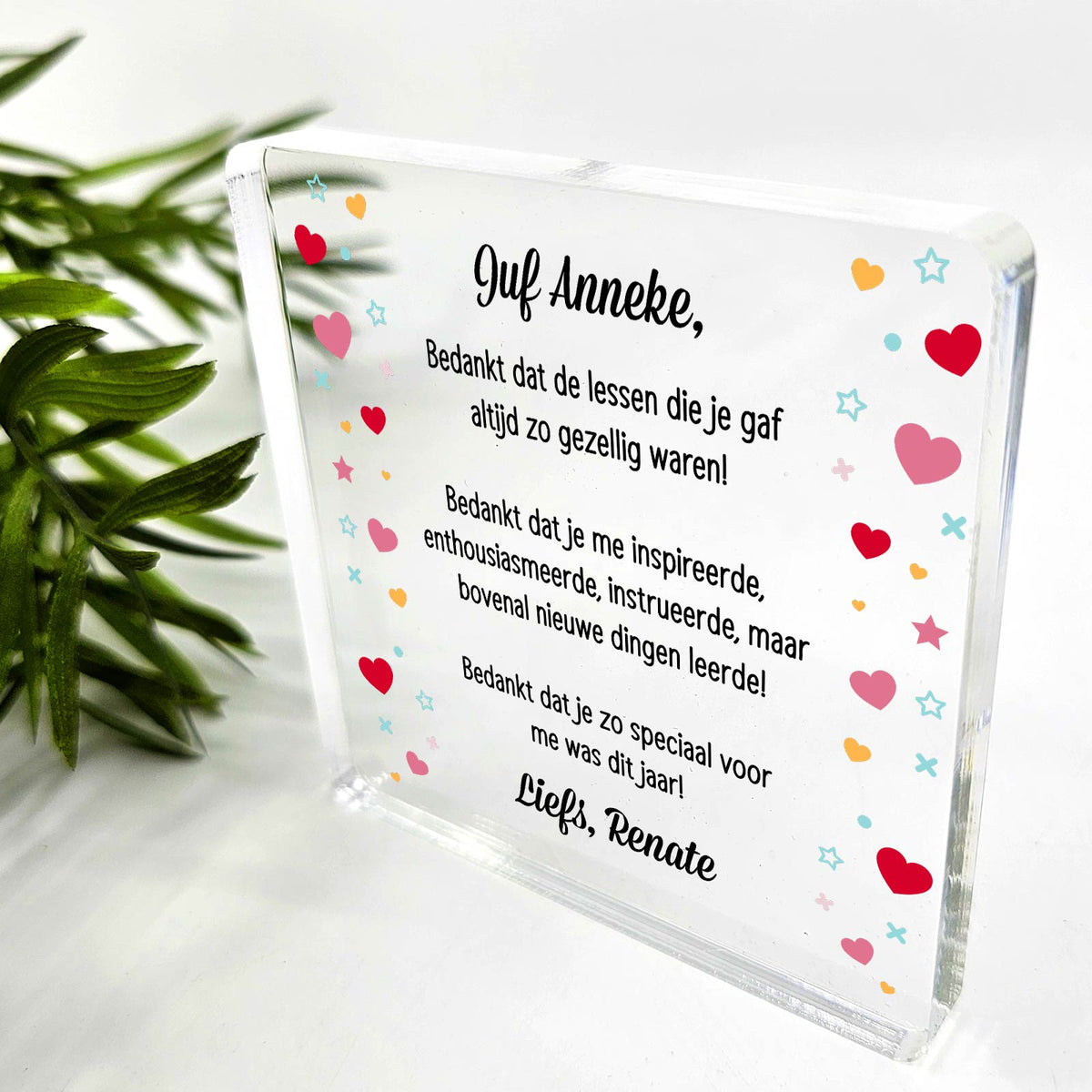Bedankt voor de tijd die je nam - Plexi Glas Plaque - Bella Mia