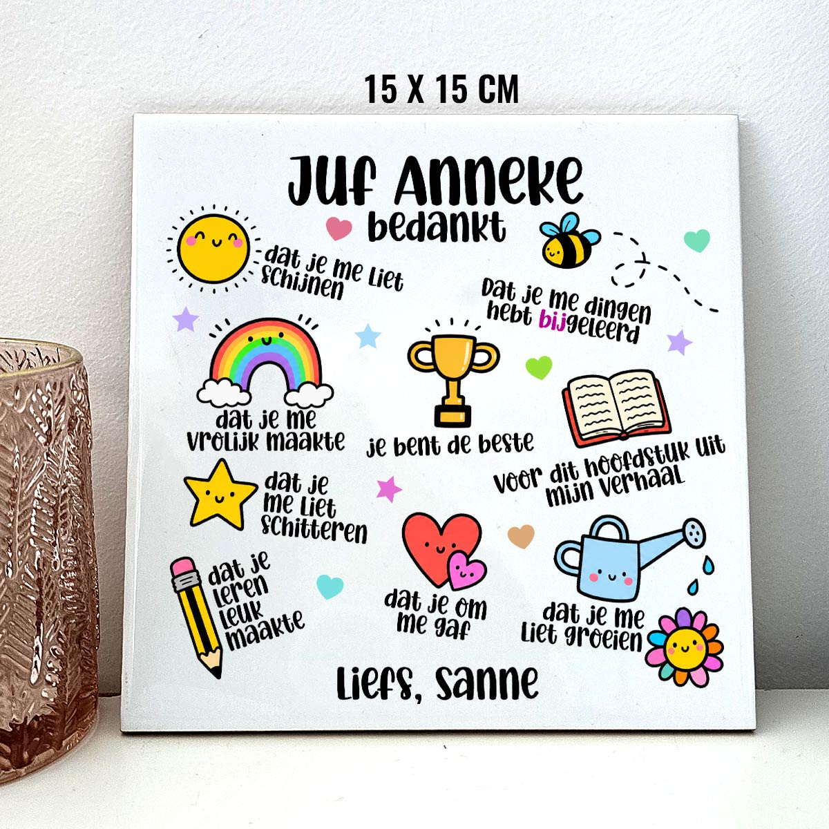 Bedankt voor dit jaar! - Keramisch Tegeltje - Bella Mia