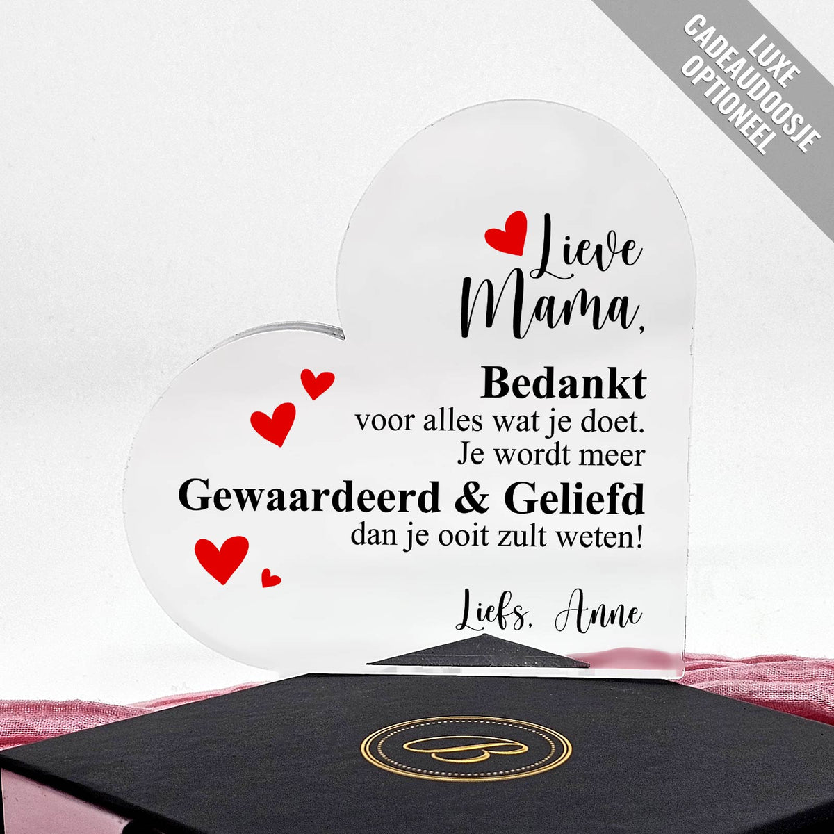 Bedankt voor wat je doet - Plexiglas Hart - Bella Mia