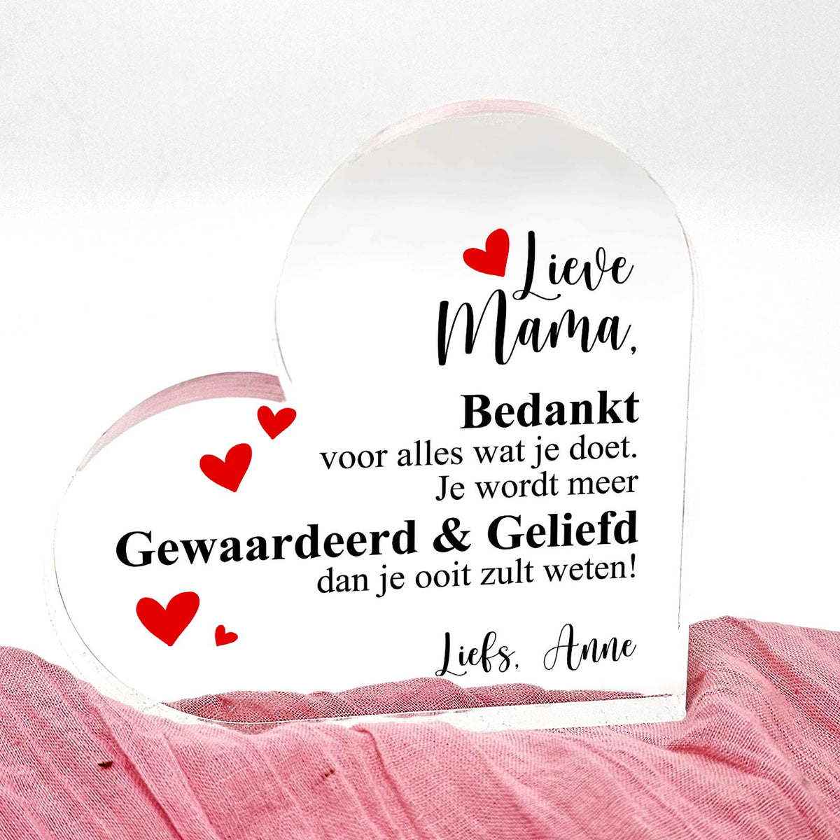 Bedankt voor wat je doet - Plexiglas Hart - Bella Mia