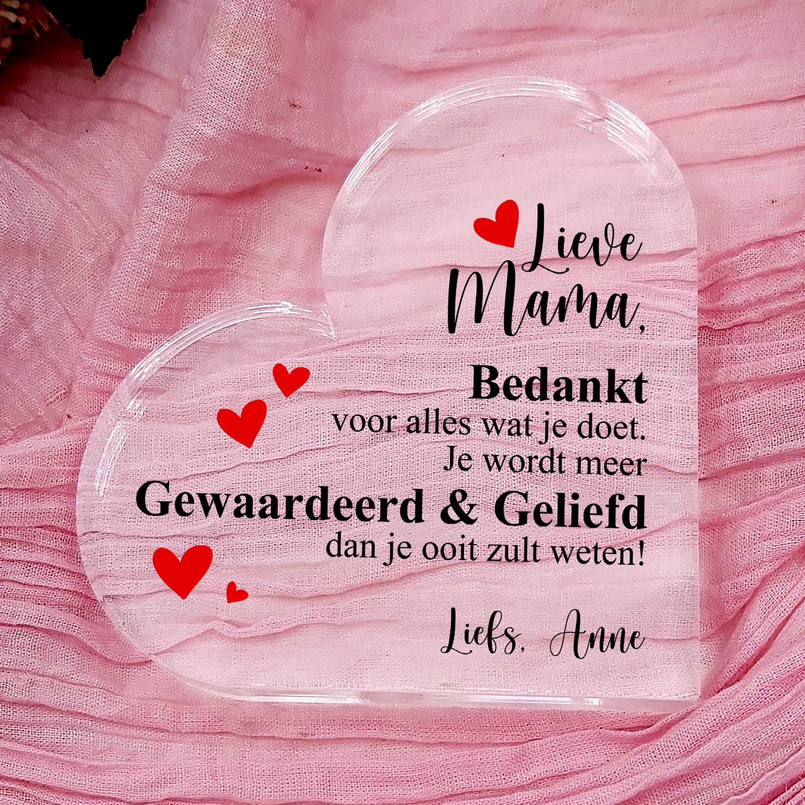 Bedankt voor wat je doet - Plexiglas Hart - Bella Mia