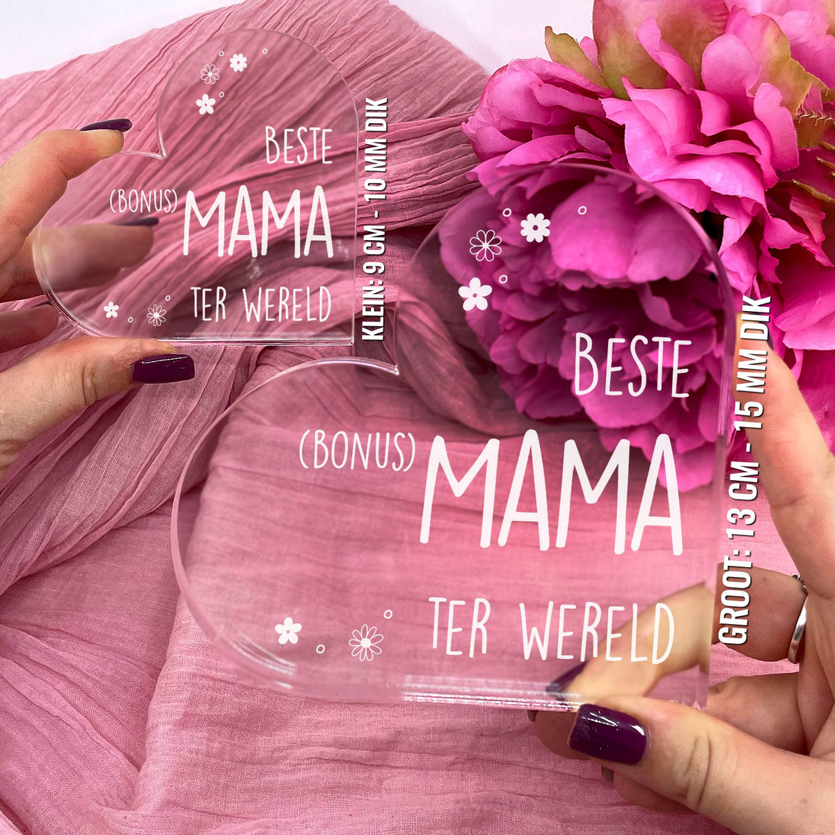 Beste Bonusmama Ter Wereld - Hart van Plexi Glas - Bella Mia