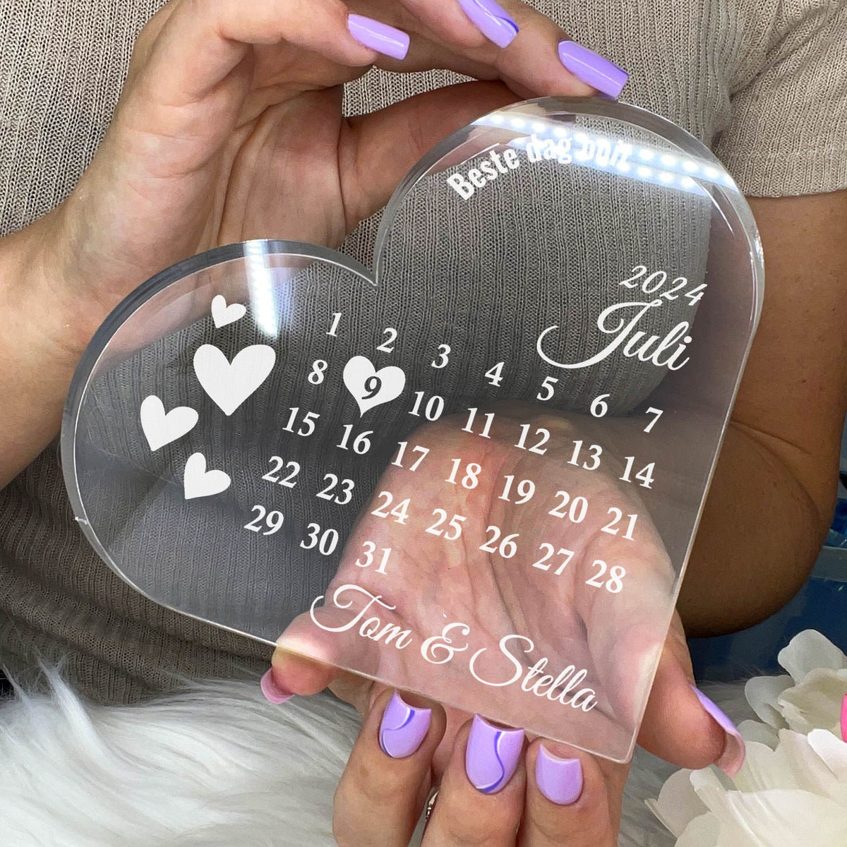 Beste Dag Ooit Kalender - Hart van Plexi Glas - Bella Mia