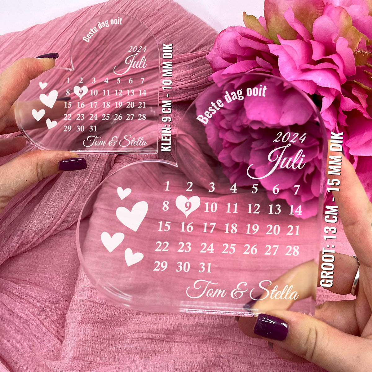 Beste Dag Ooit Kalender - Hart van Plexi Glas - Bella Mia