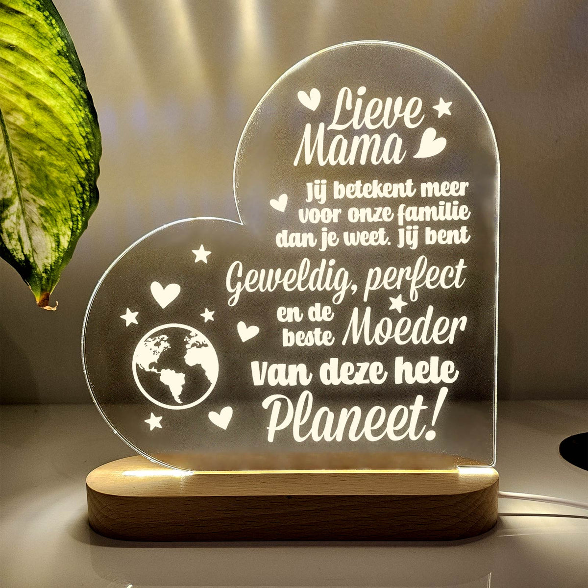 Beste Moeder van de Planeet! Hart Ledlamp - Bella Mia