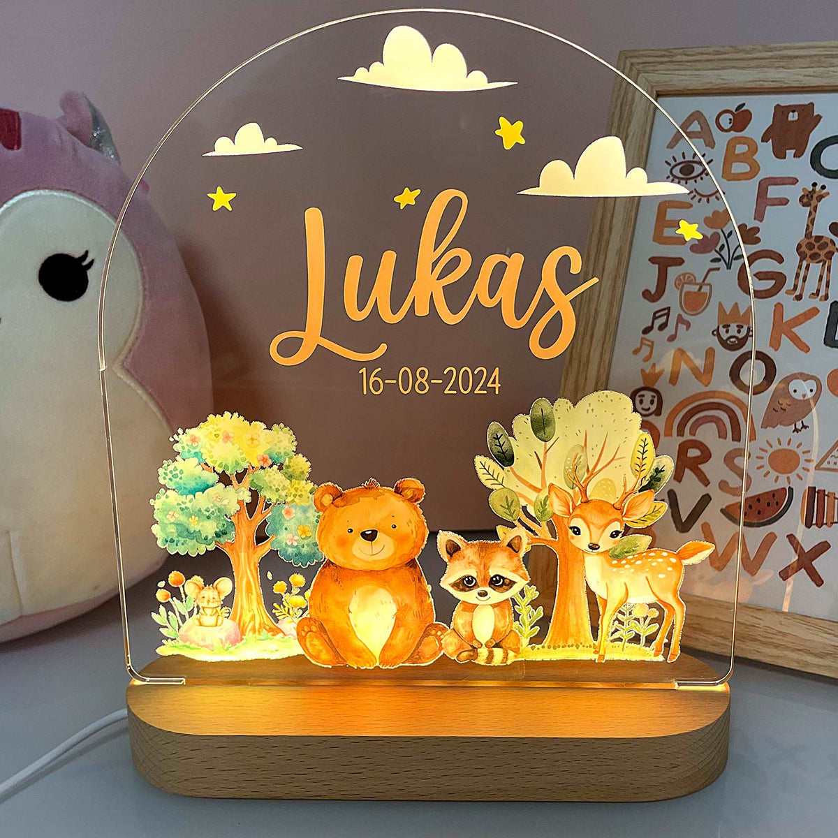 Bosdiertjes - Nachtlampje met eigen naam - Bella Mia