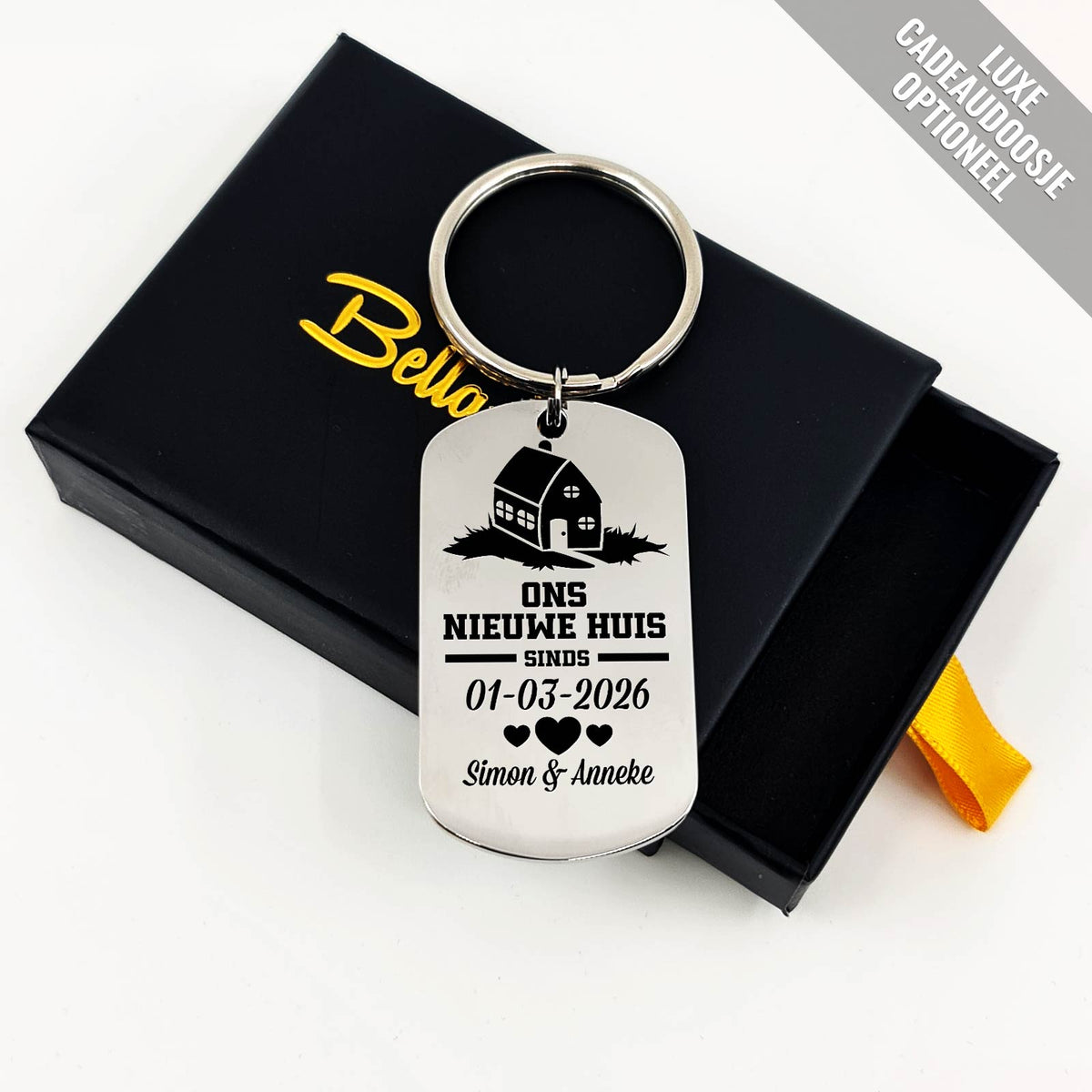 Cadeau nieuw huis! Sleutelhanger - Bella Mia