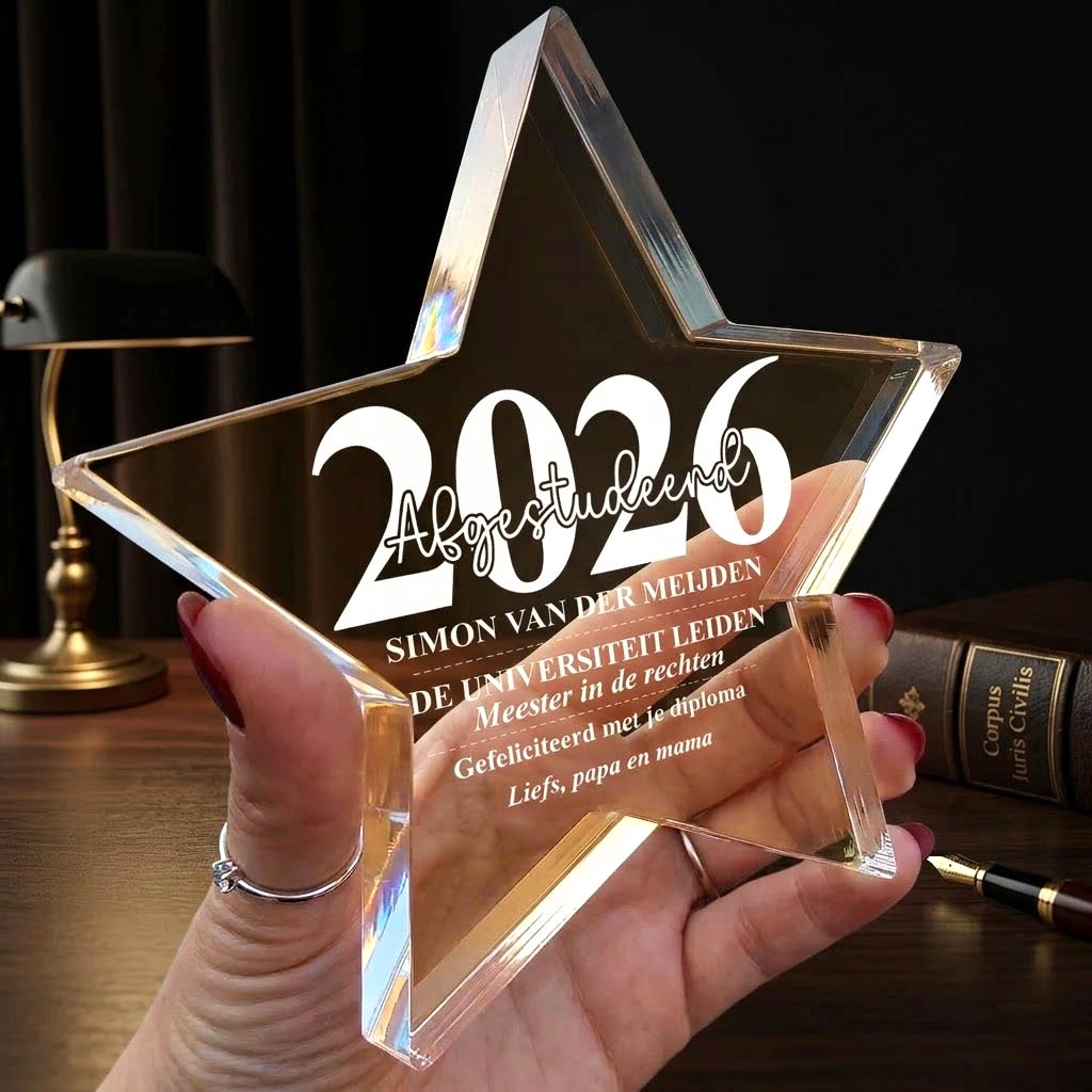 Cadeau voor geslaagde - Plexiglas Ster - Bella Mia