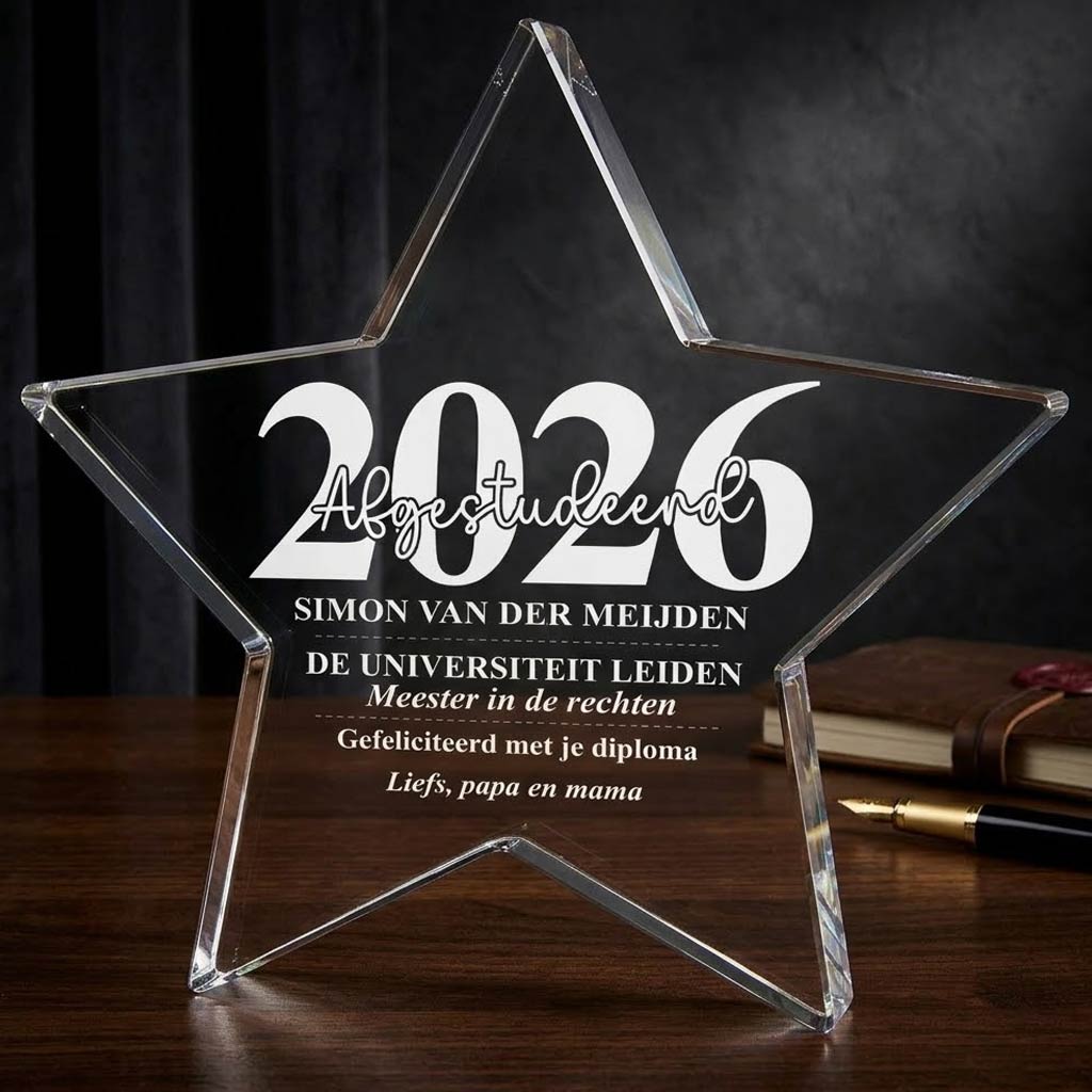 Cadeau voor geslaagde - Plexiglas Ster - Bella Mia