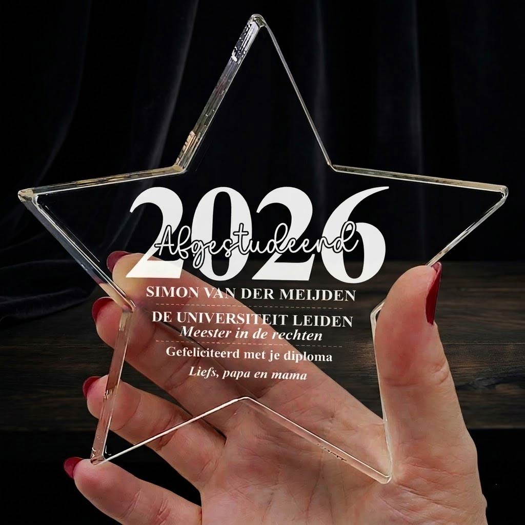 Cadeau voor geslaagde - Plexiglas Ster - Bella Mia