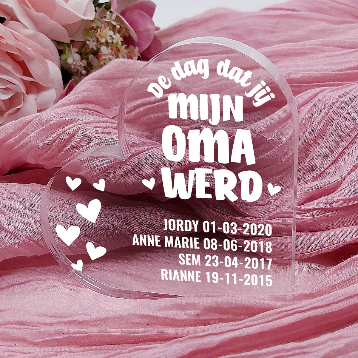 Dag Dat Jij Mijn Oma Werd Hart van Plexiglas - Bella Mia
