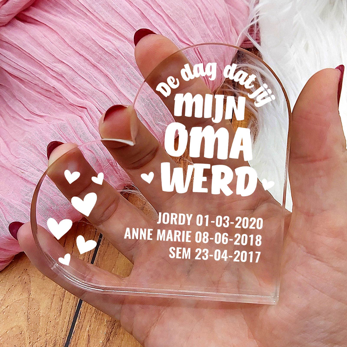 Dag Dat Jij Mijn Oma Werd Hart van Plexiglas - Bella Mia