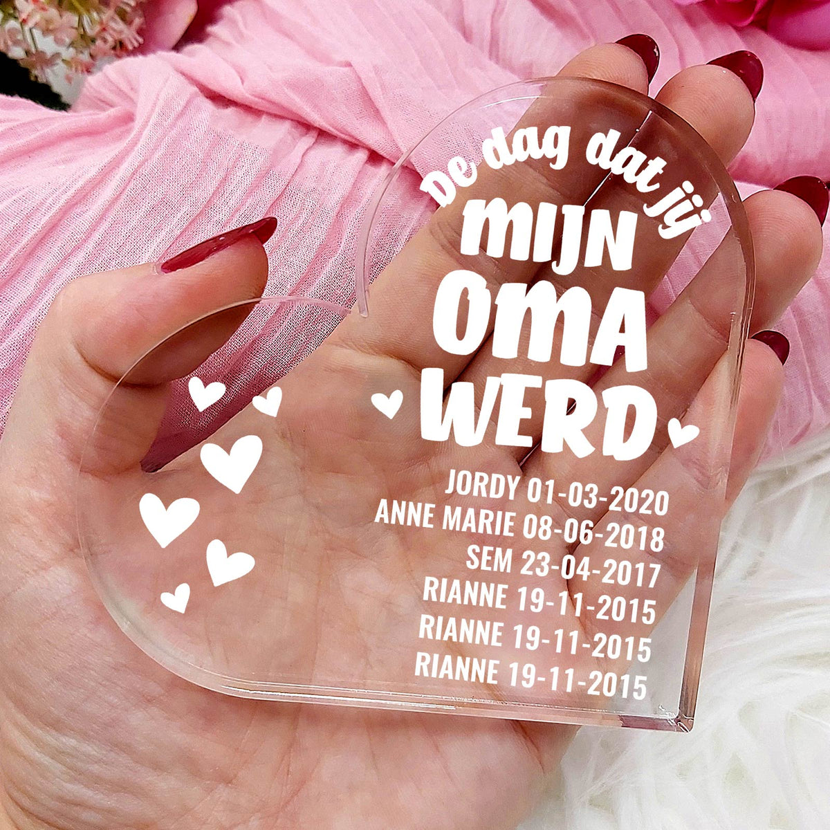 Dag Dat Jij Mijn Oma Werd Hart van Plexiglas - Bella Mia