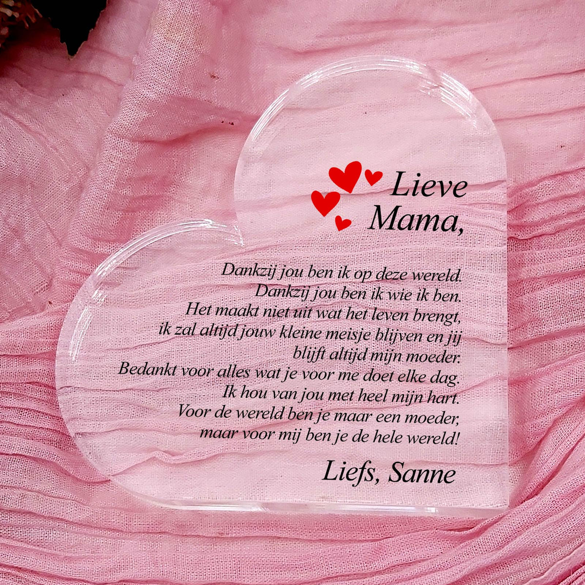 Dankzij Jou Ben Ik Op Deze Wereld Plexi Hart - Bella Mia