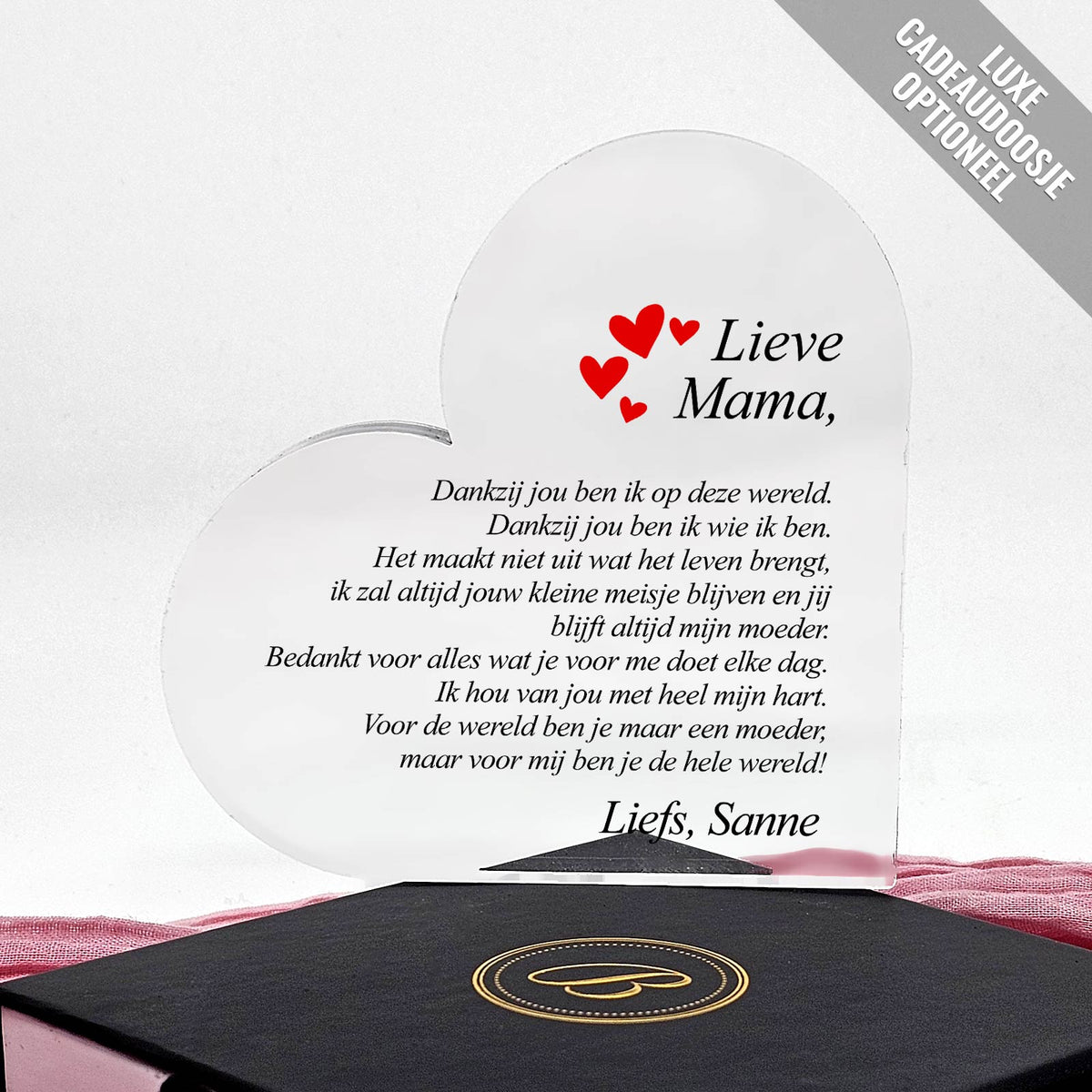 Dankzij Jou Ben Ik Op Deze Wereld Plexi Hart - Bella Mia