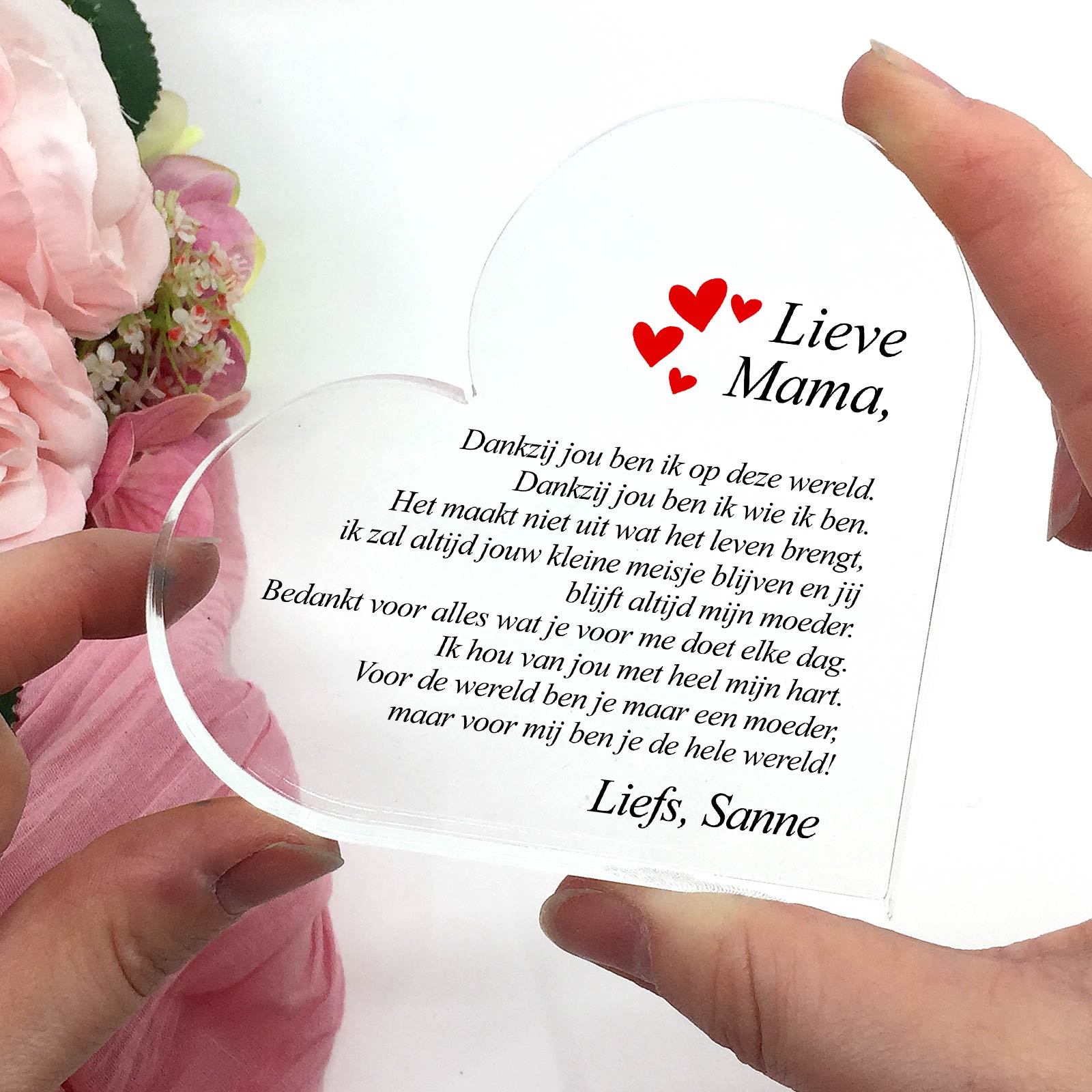 Dankzij Jou Ben Ik Op Deze Wereld Plexi Hart - Bella Mia