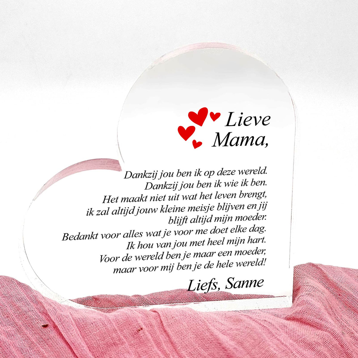 Dankzij Jou Ben Ik Op Deze Wereld Plexi Hart - Bella Mia