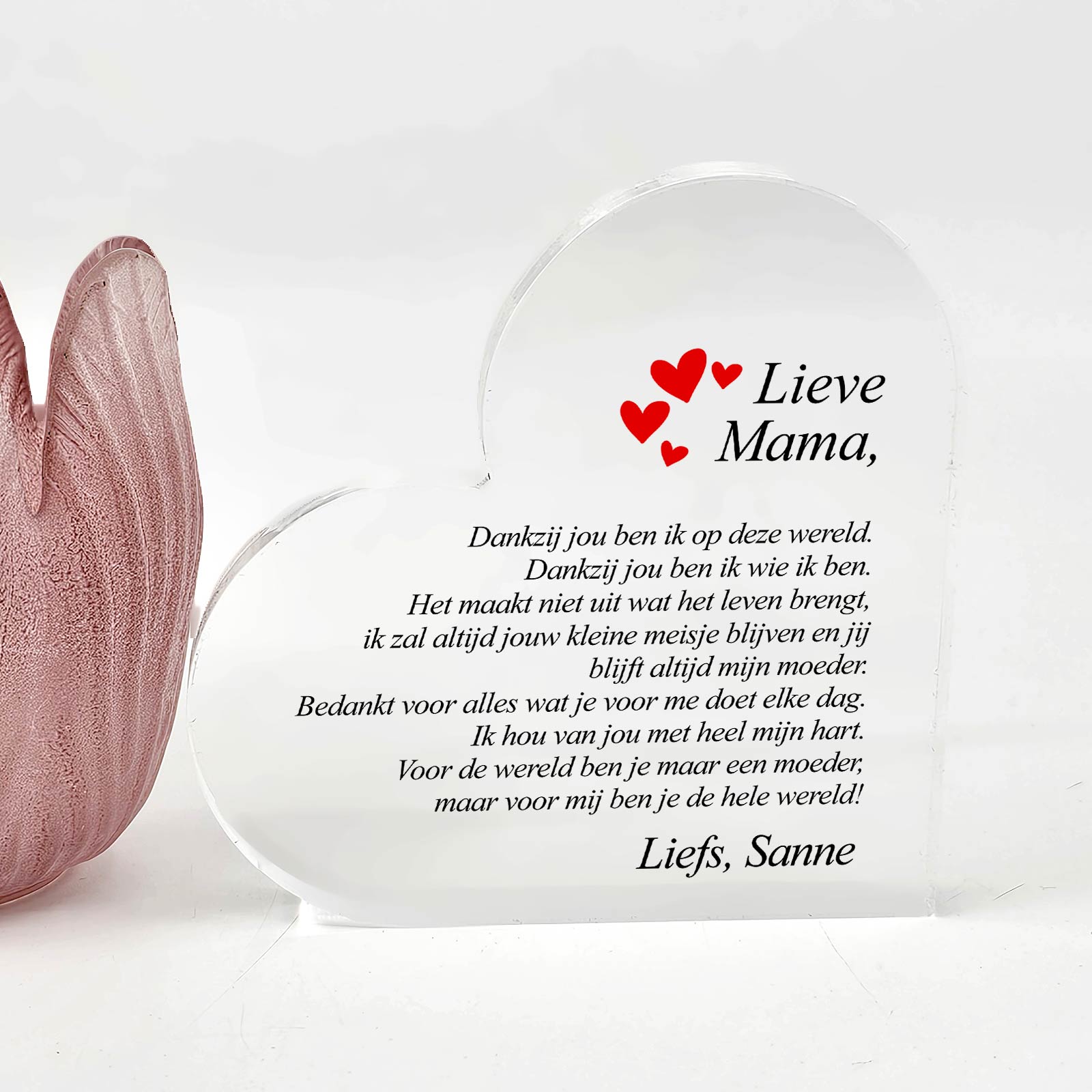 Dankzij Jou Ben Ik Op Deze Wereld Plexi Hart - Bella Mia