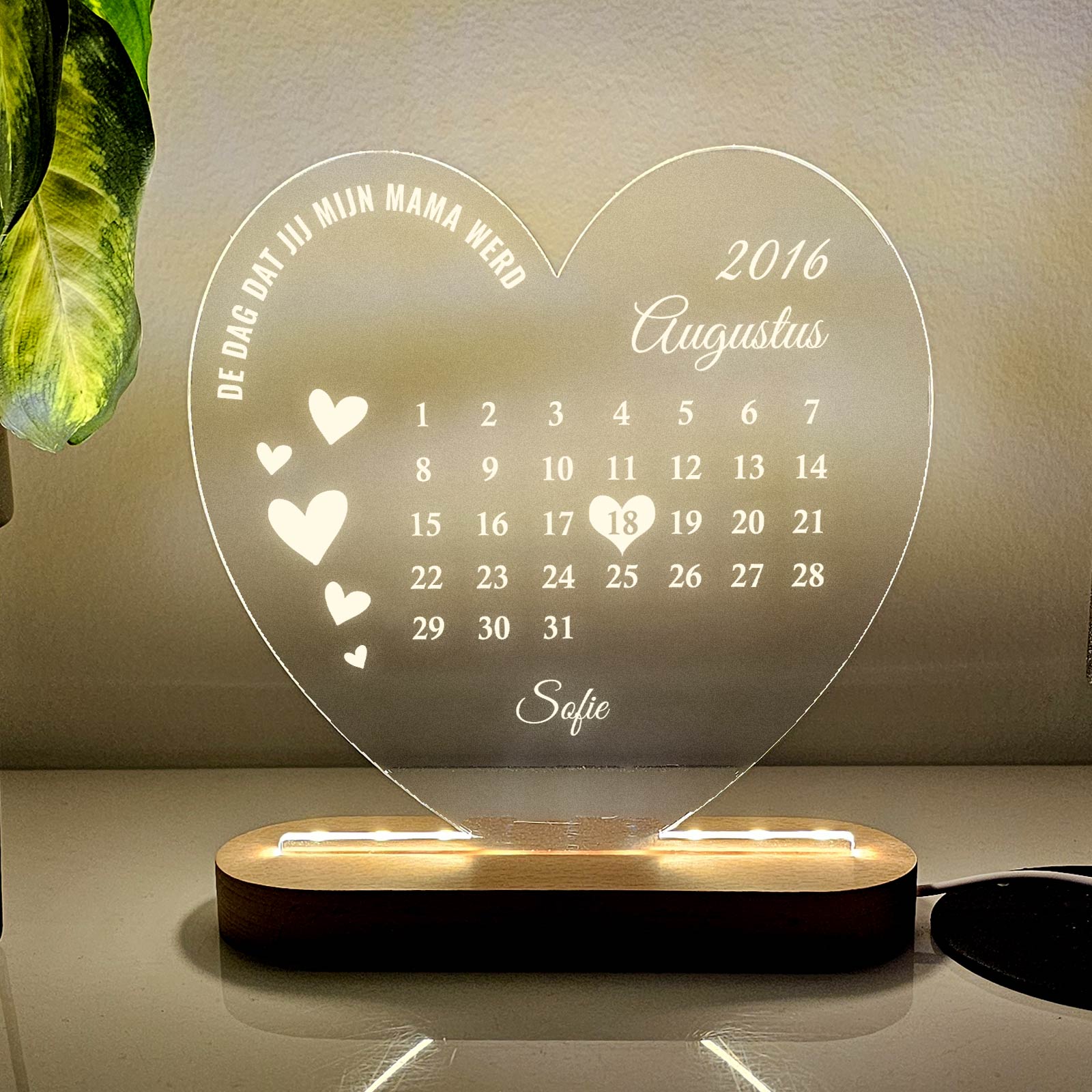 De dag dat jij mijn mama werd - Hart Ledlamp - Bella Mia