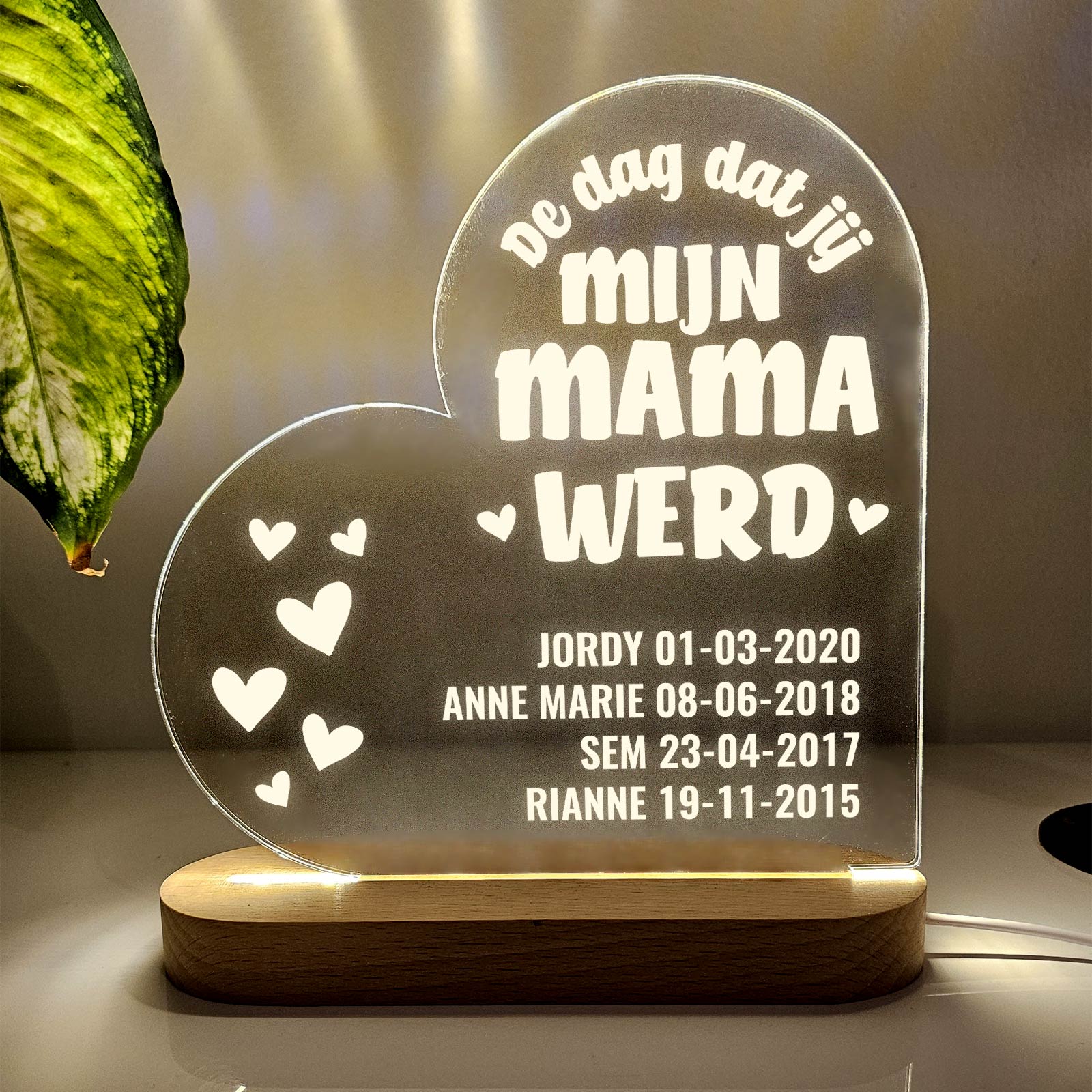 De dag dat jij mijn mama werd - Hart Ledlamp - Bella Mia