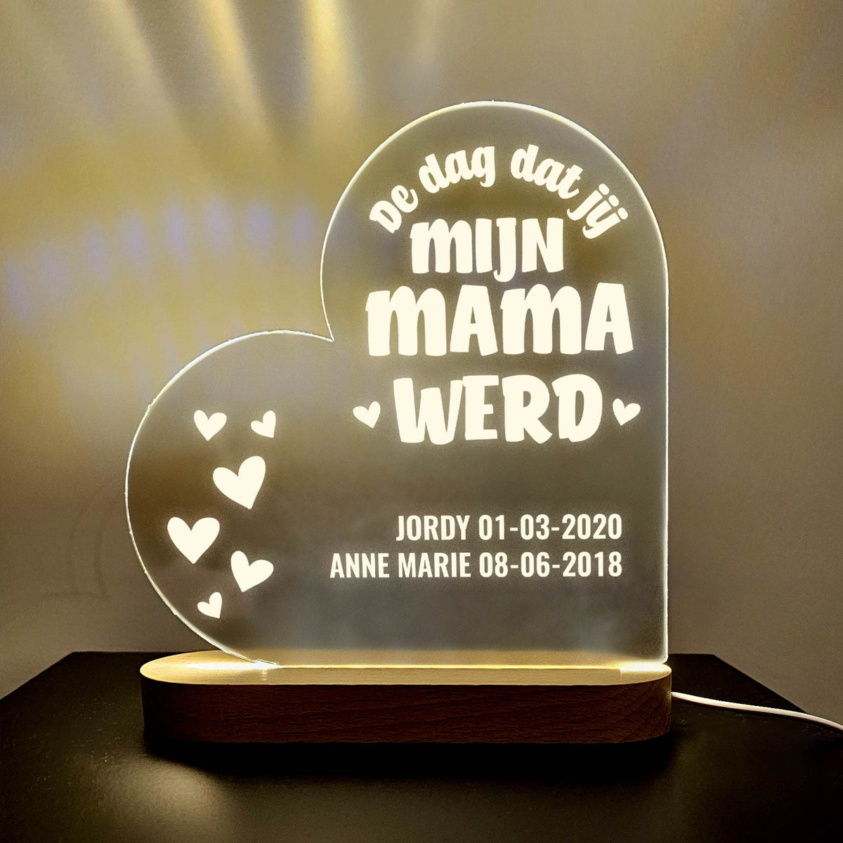 De dag dat jij mijn mama werd - Hart Ledlamp - Bella Mia