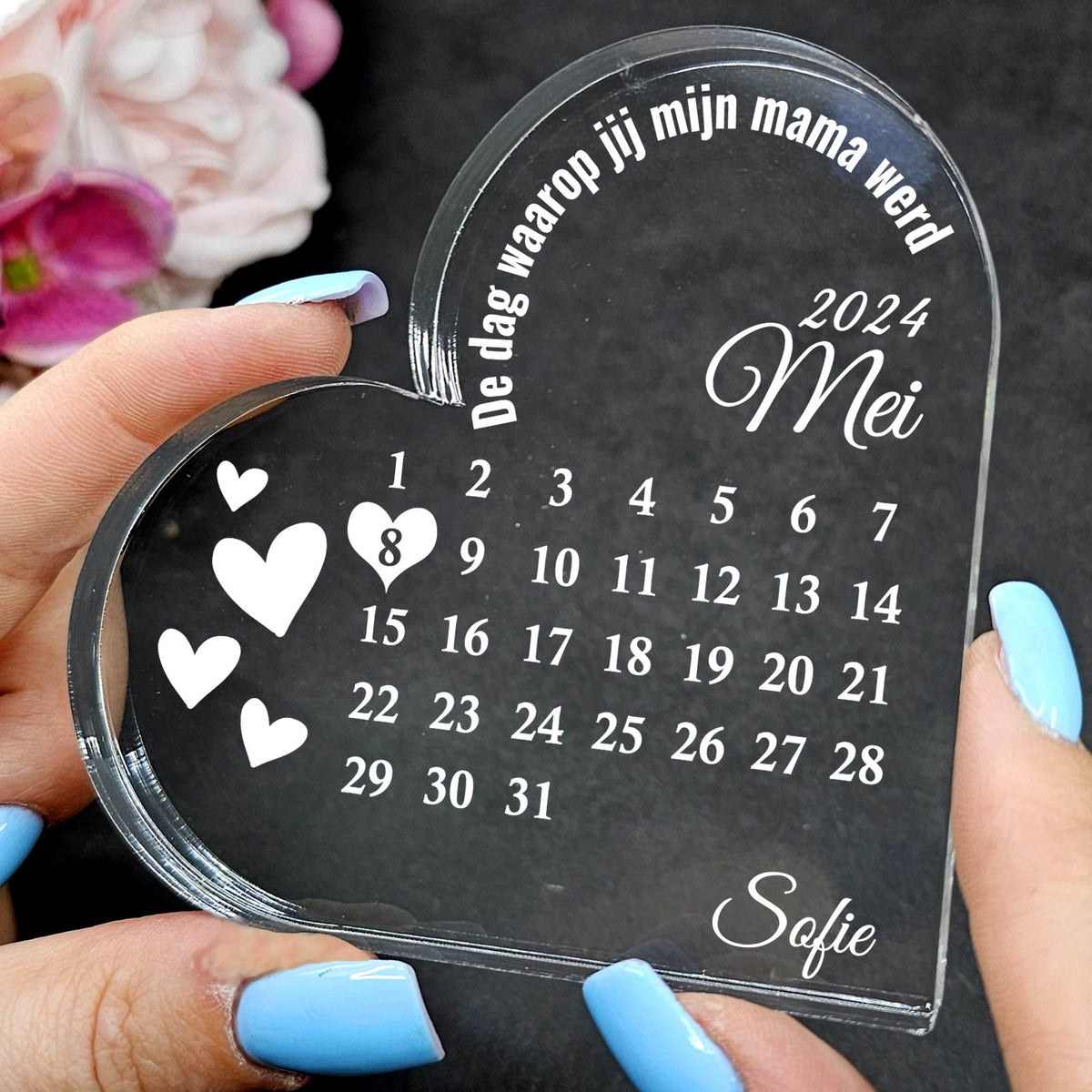 De Dag Dat Jij Mijn Mama Werd - Hart van Plexi Glas - Bella Mia