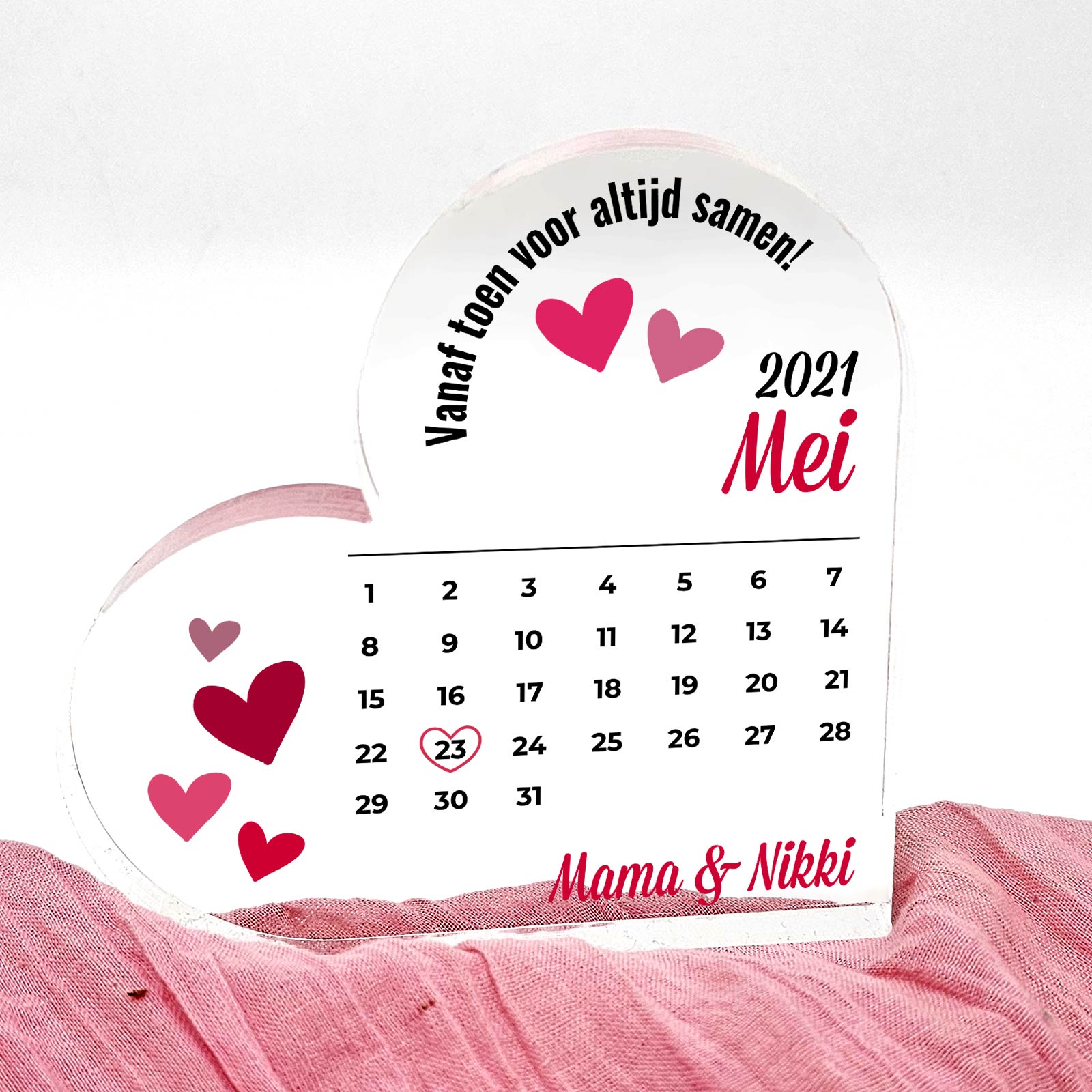 De dag dat jij mijn mama werd - Plexi Glas Hart - Bella Mia