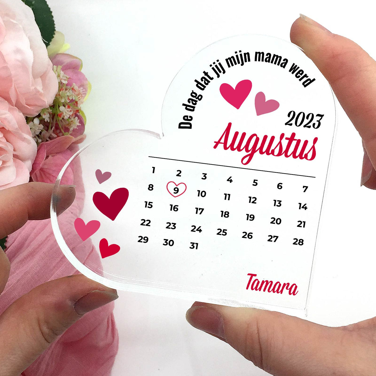 De dag dat jij mijn mama werd - Plexi Glas Hart - Bella Mia