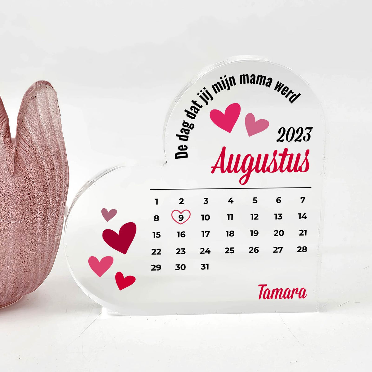 De dag dat jij mijn mama werd - Plexi Glas Hart - Bella Mia