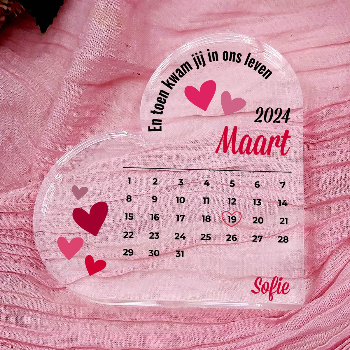 De dag dat jij mijn mama werd - Plexi Glas Hart - Bella Mia