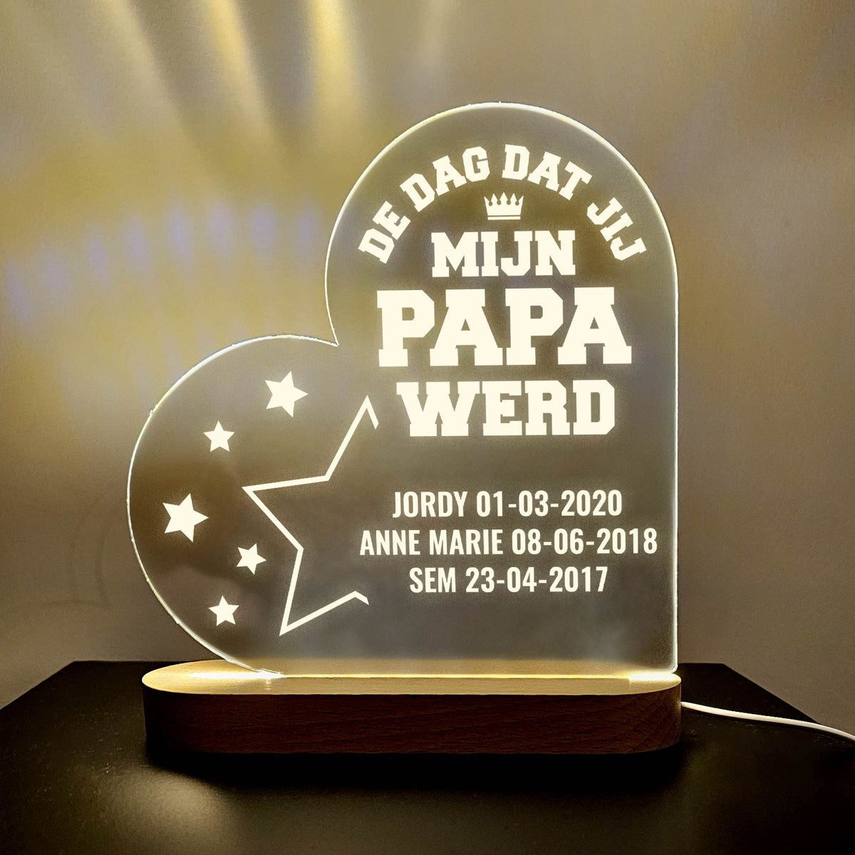 De dag dat jij mijn papa werd - Hart Ledlamp - Bella Mia