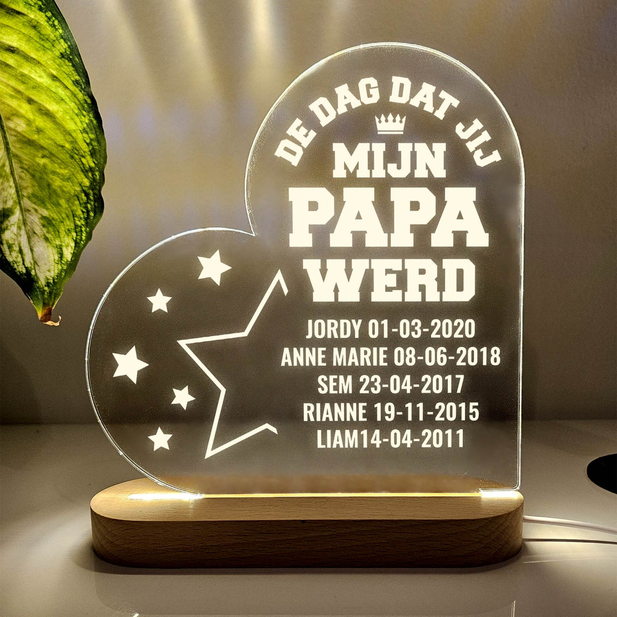 De dag dat jij mijn papa werd - Hart Ledlamp - Bella Mia