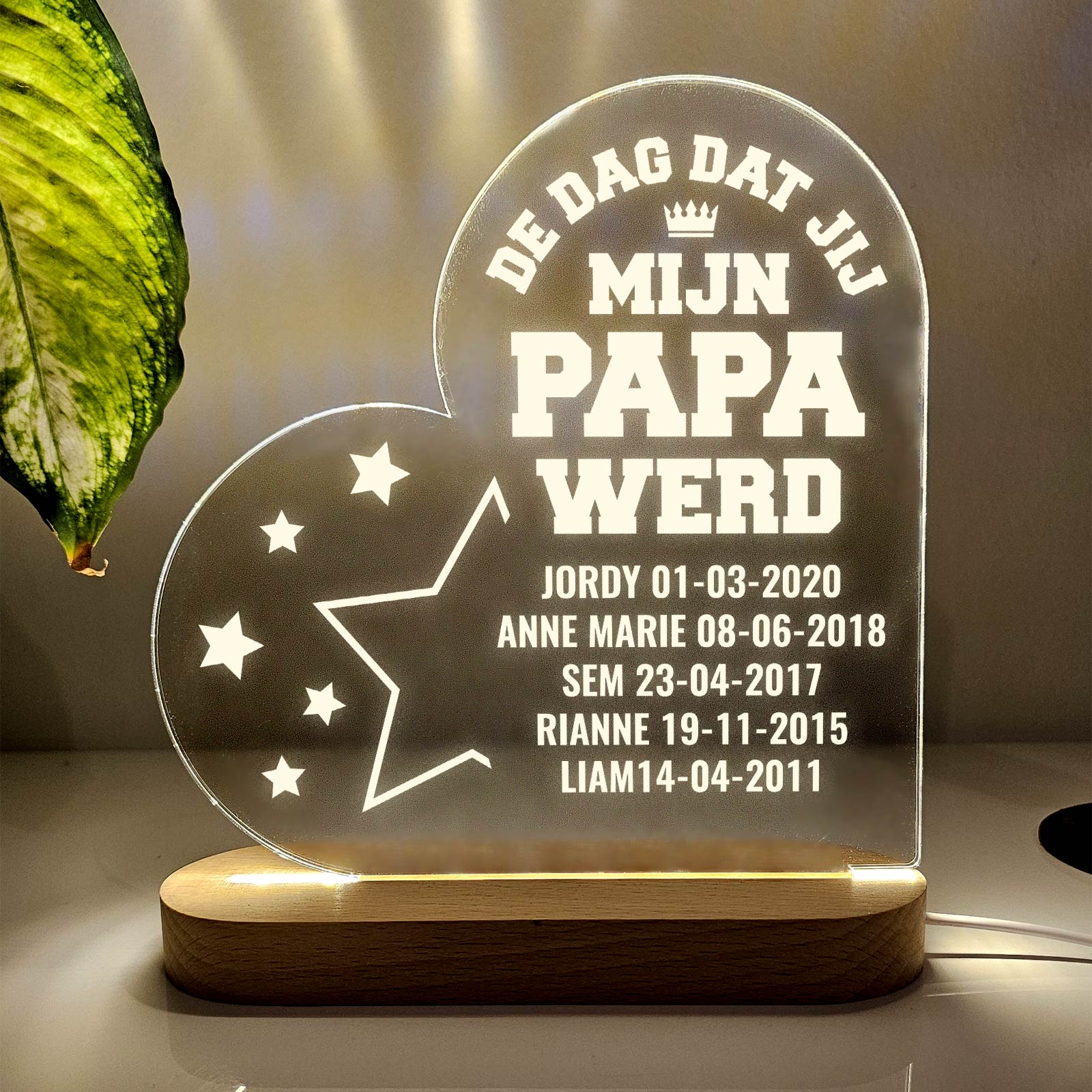 De dag dat jij mijn papa werd - Hart Ledlamp - Bella Mia