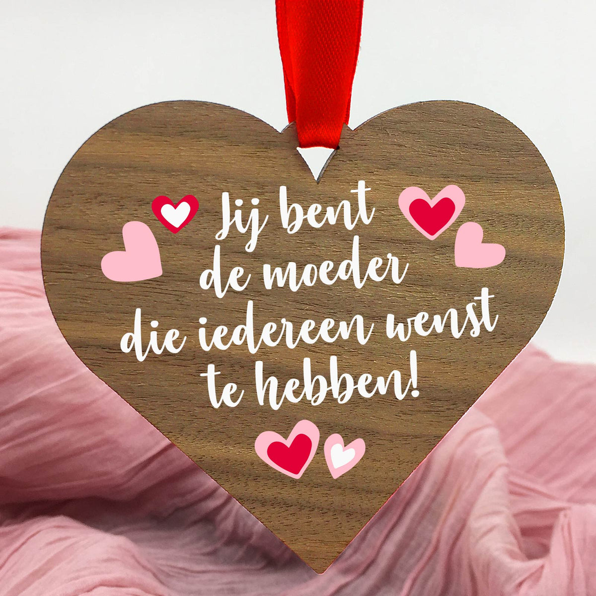 De moeder die iedereen wenst - Hart van walnoot hout - Bella Mia