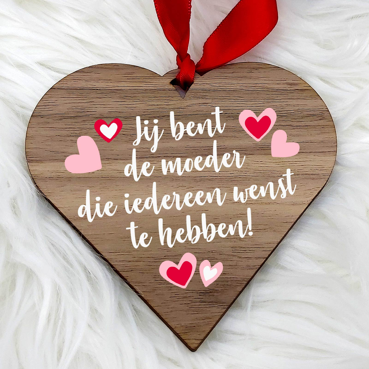 De moeder die iedereen wenst - Hart van walnoot hout - Bella Mia