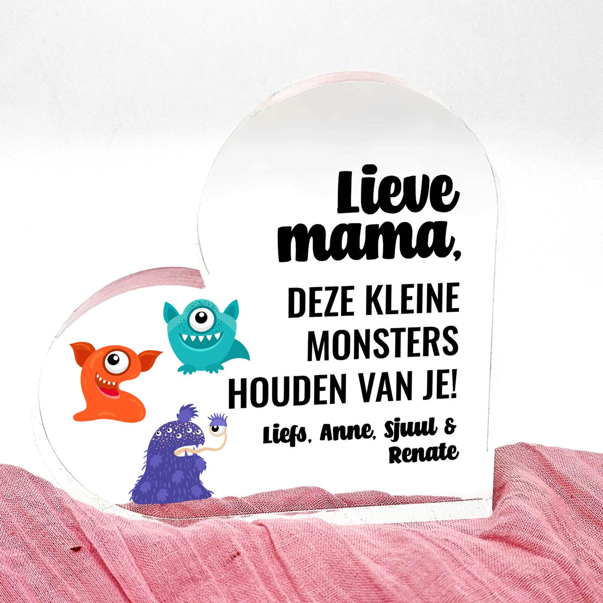 Deze Kleine Monsters Houden Van je - Plexi Hart - Bella Mia
