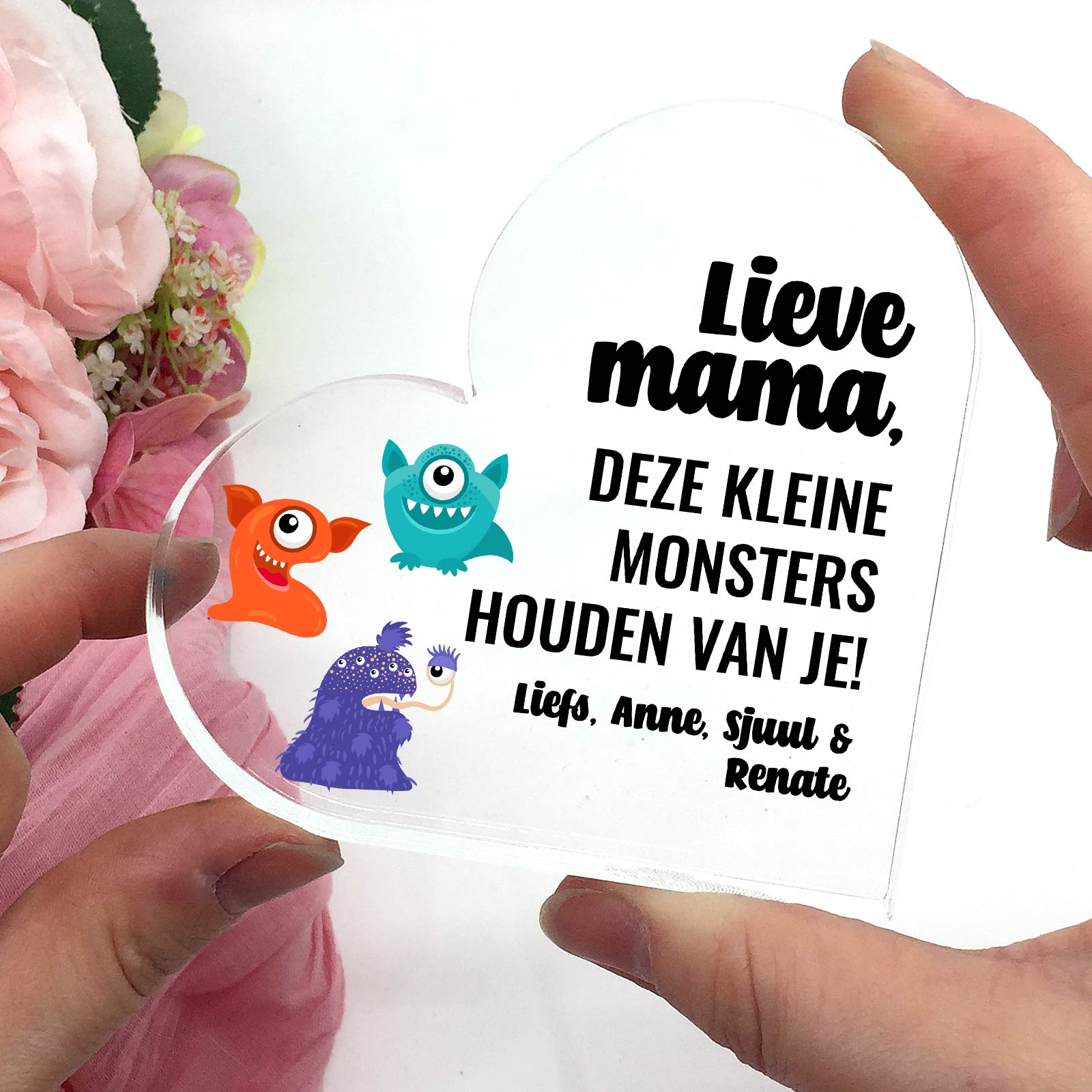 Deze Kleine Monsters Houden Van je - Plexi Hart - Bella Mia