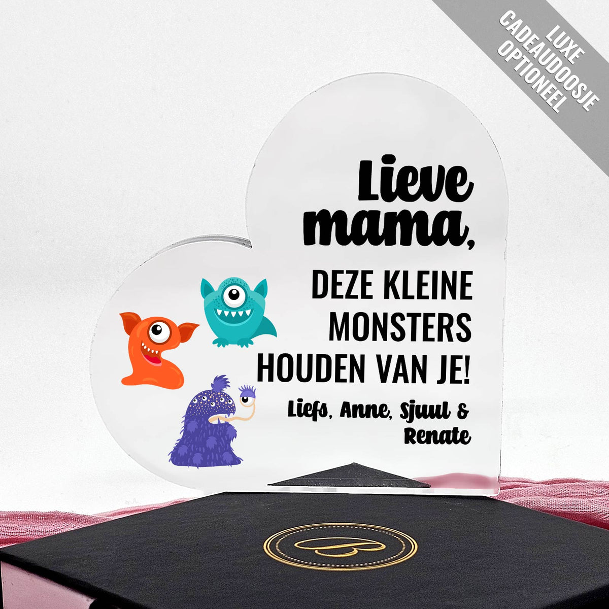 Deze Kleine Monsters Houden Van je - Plexi Hart - Bella Mia