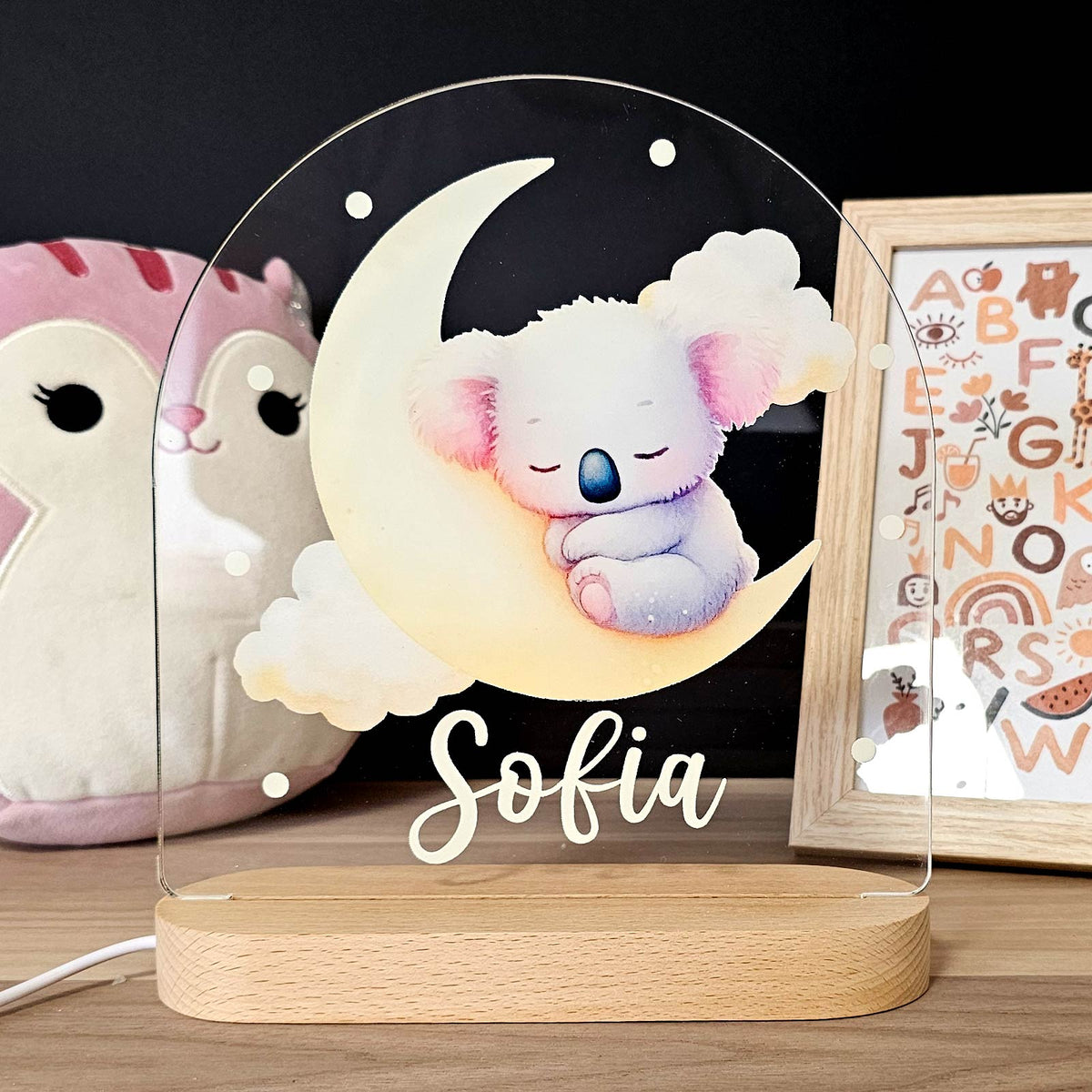 Dieren Nachtlampje met eigen naam - Bella Mia