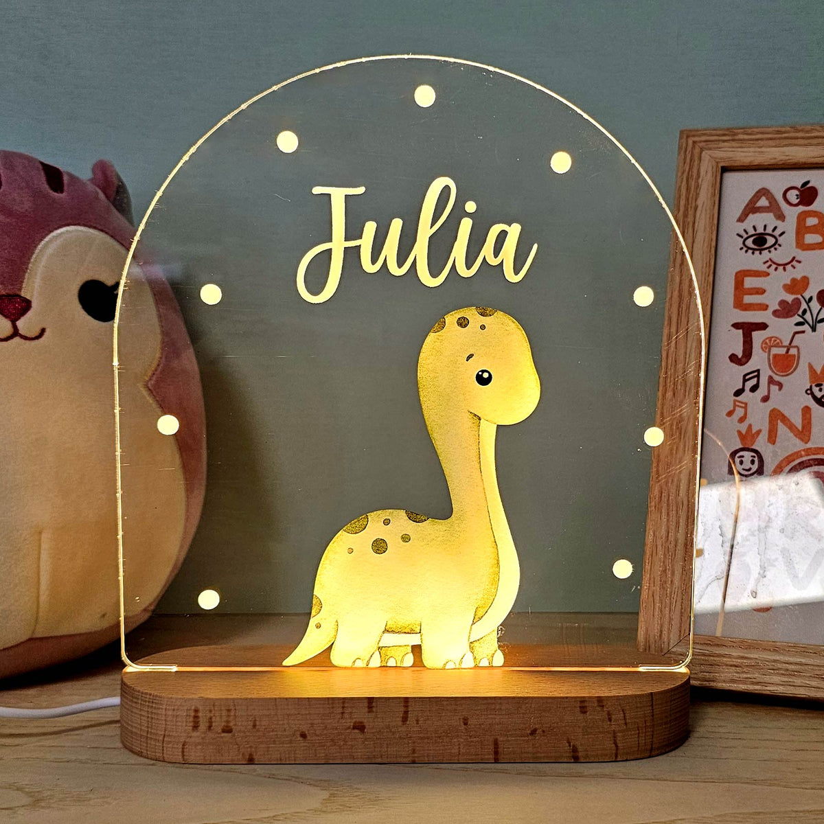 Dino Nachtlampje met naam - Bella Mia