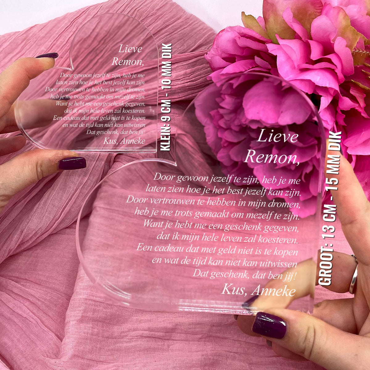 Door Jezelf Te Zijn Hart van Plexi Glas - Bella Mia