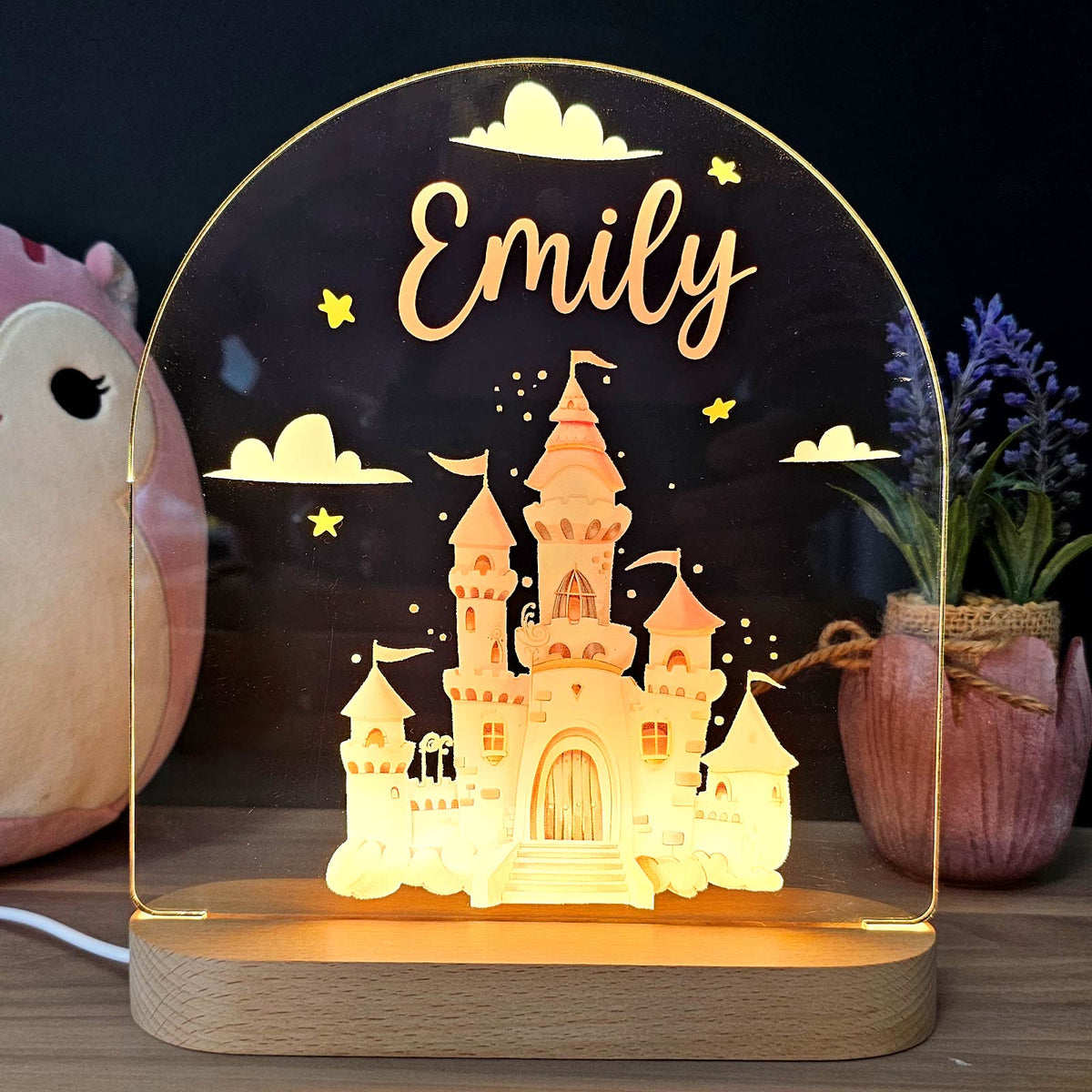 Droomkasteel - Nachtlampje met eigen naam - Bella Mia