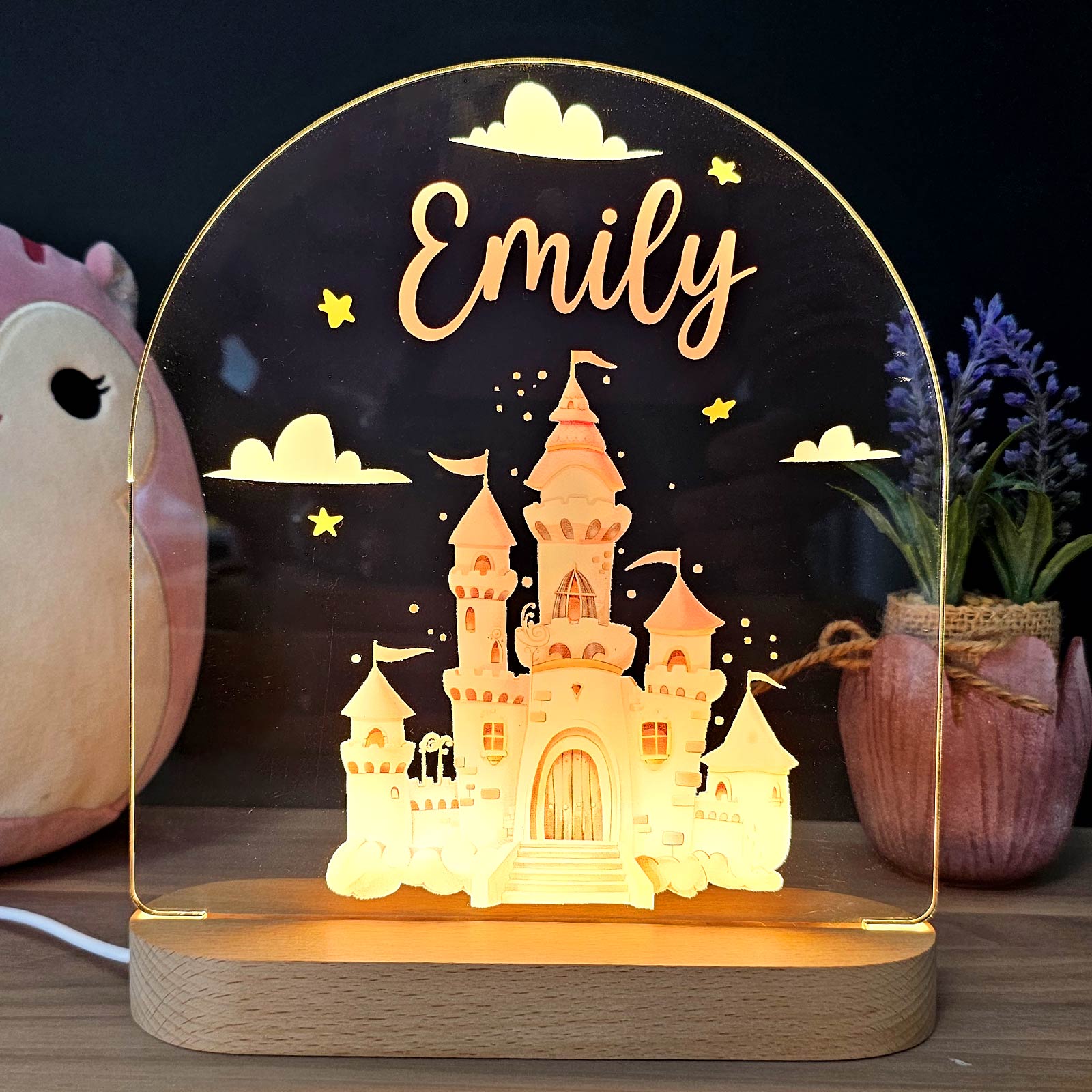 Droomkasteel - Nachtlampje met eigen naam - Bella Mia
