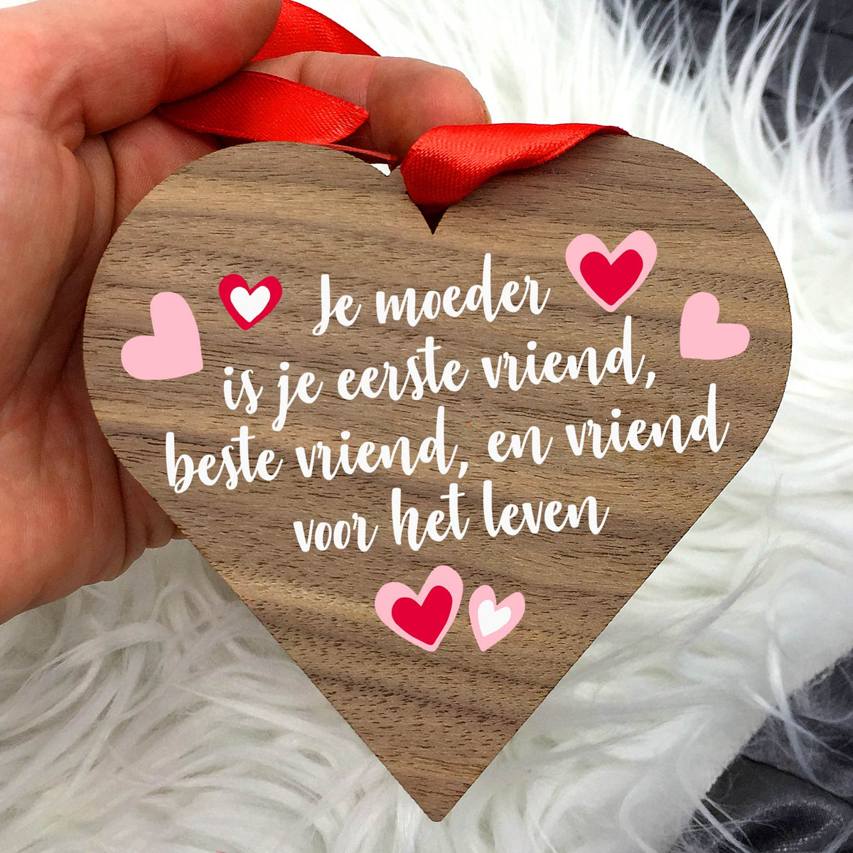 Eerste en beste vriend - Hart van walnoot hout - Bella Mia