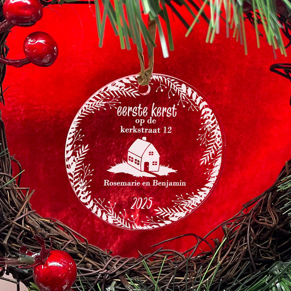 Eerste Kerst In Het Nieuwe Huis Plexiglas Kerstbal - Bella Mia