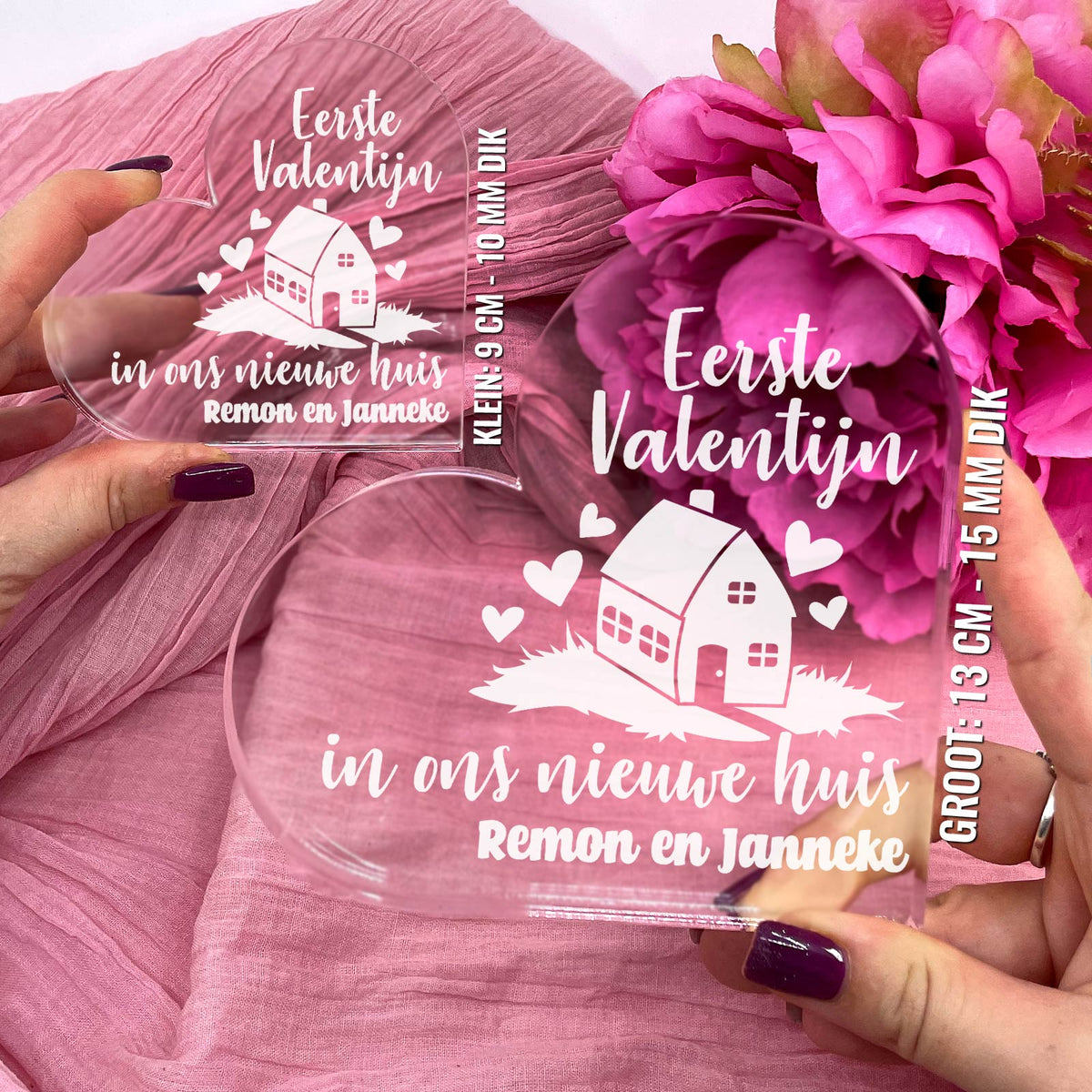 Eerste Valentijnin ons Nieuwe Huis Hart van Plexi Glas - Bella Mia