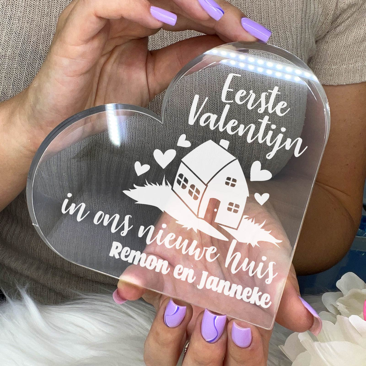 Eerste Valentijnin ons Nieuwe Huis Hart van Plexi Glas - Bella Mia