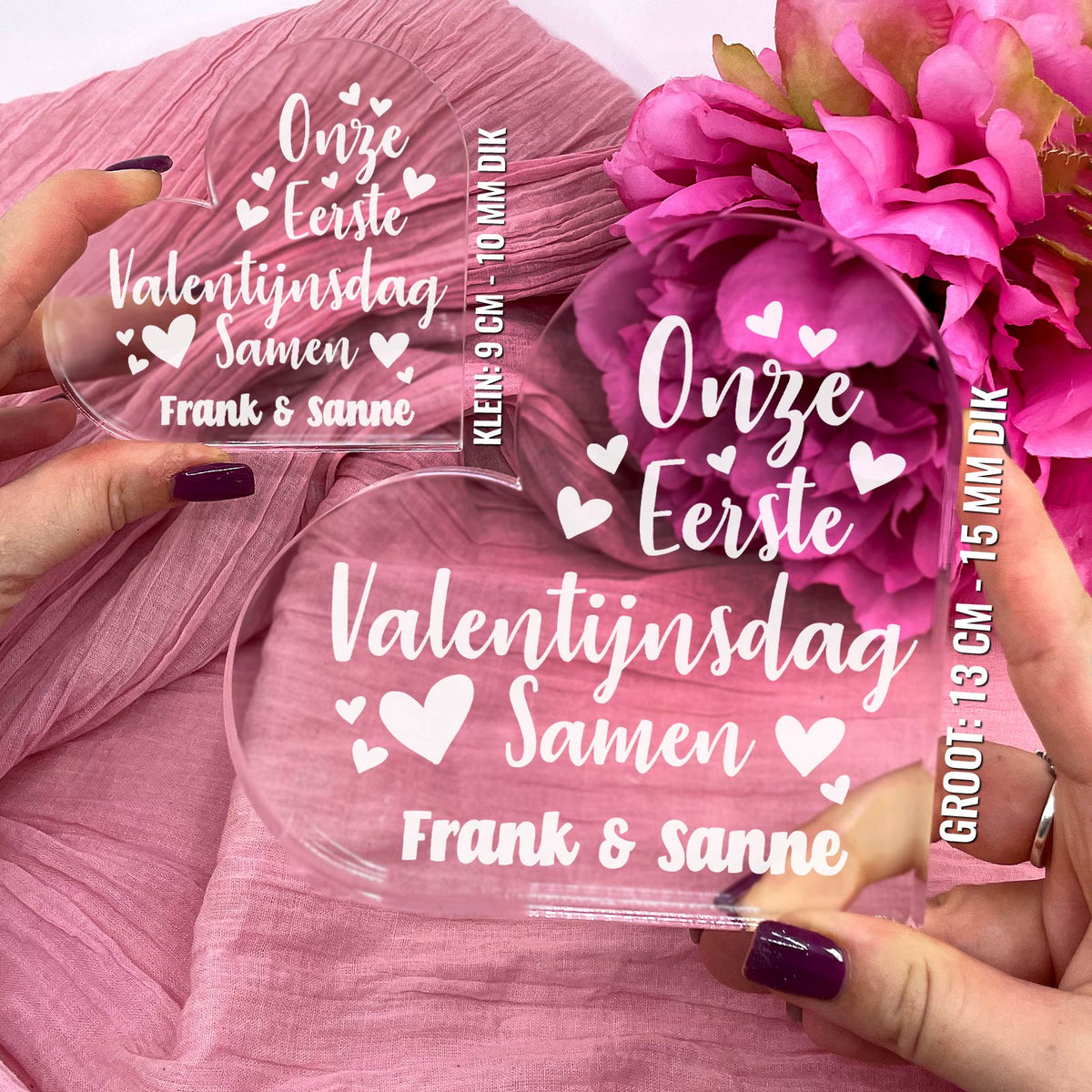 Eerste Valentijnsdag Samen Hart van Plexi Glas - Bella Mia