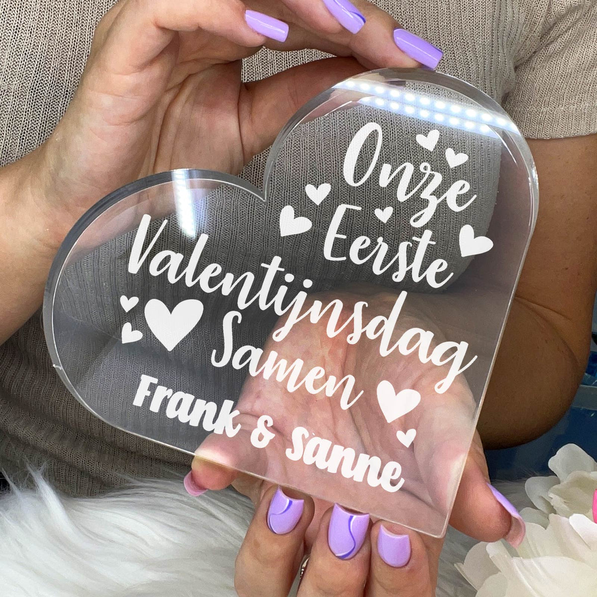 Eerste Valentijnsdag Samen Hart van Plexi Glas - Bella Mia