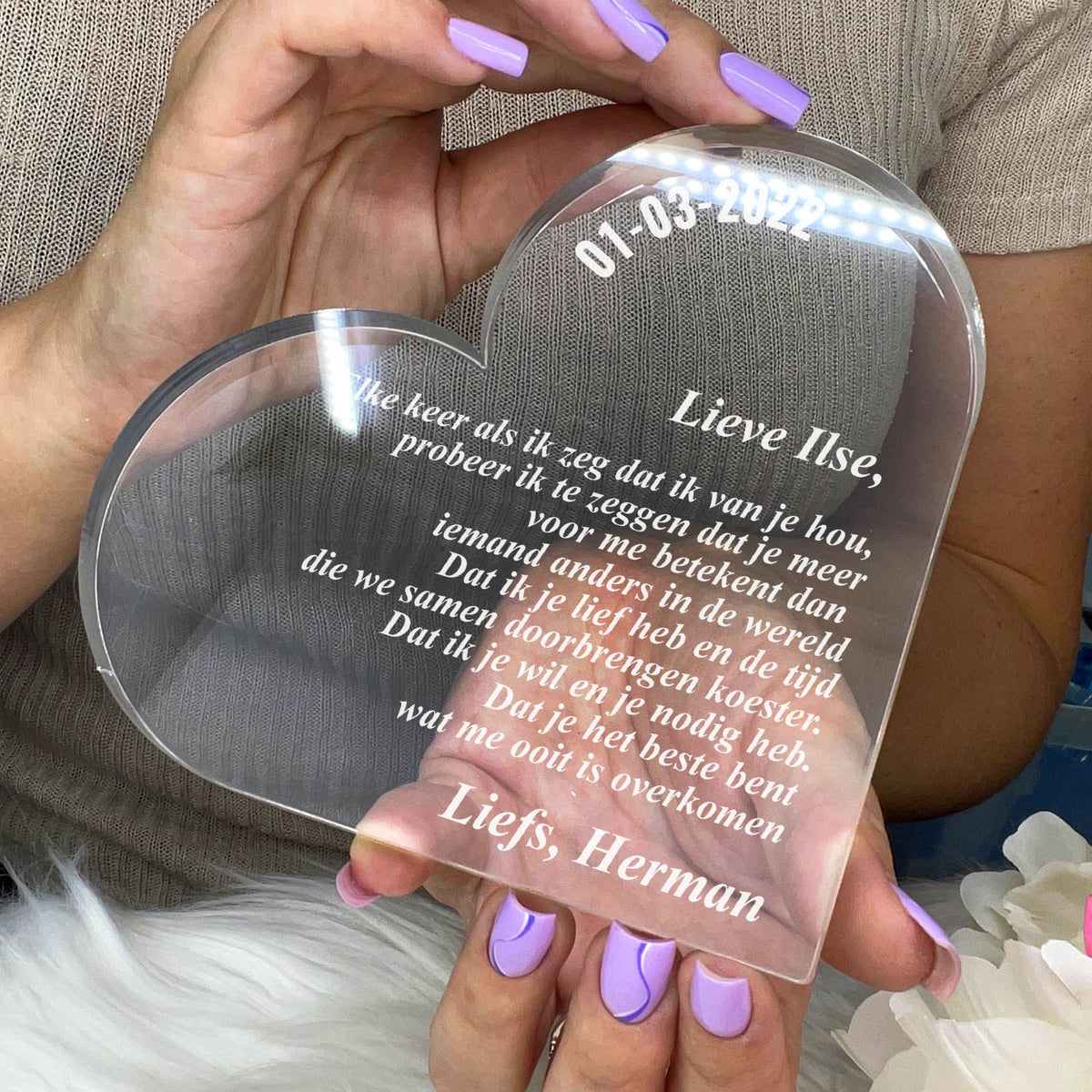 Elke keer als ik zeg dat ik van je hou Hart Van Plexi Glas - Bella Mia